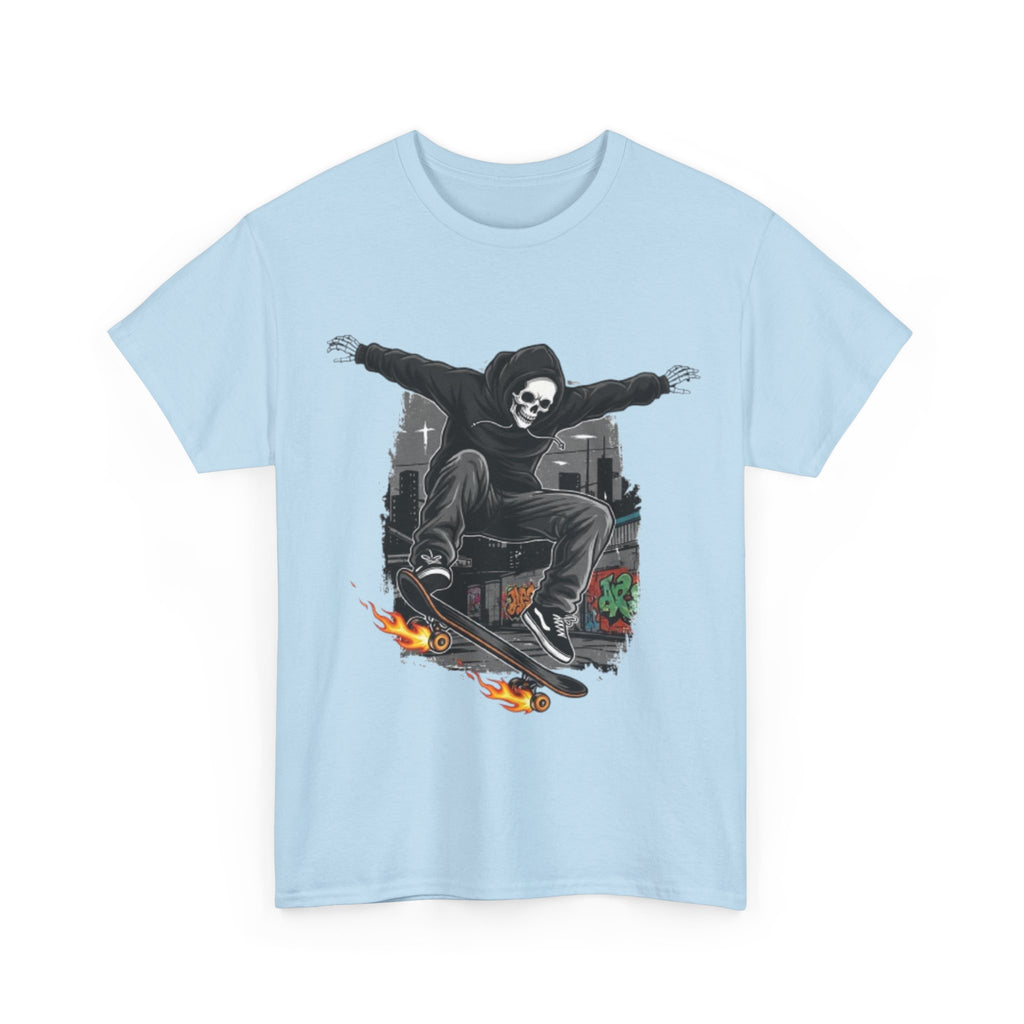 Skull Skateboarder T‑Shirt — Grim Reaper Skateboarding Graphic Tee