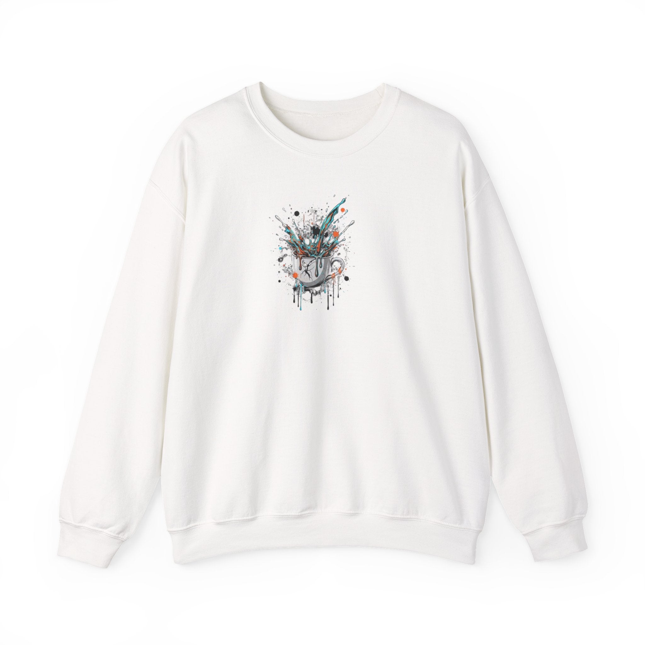 Abstract Floral Skull Crewneck Sweatshirt — Watercolor Drip Art