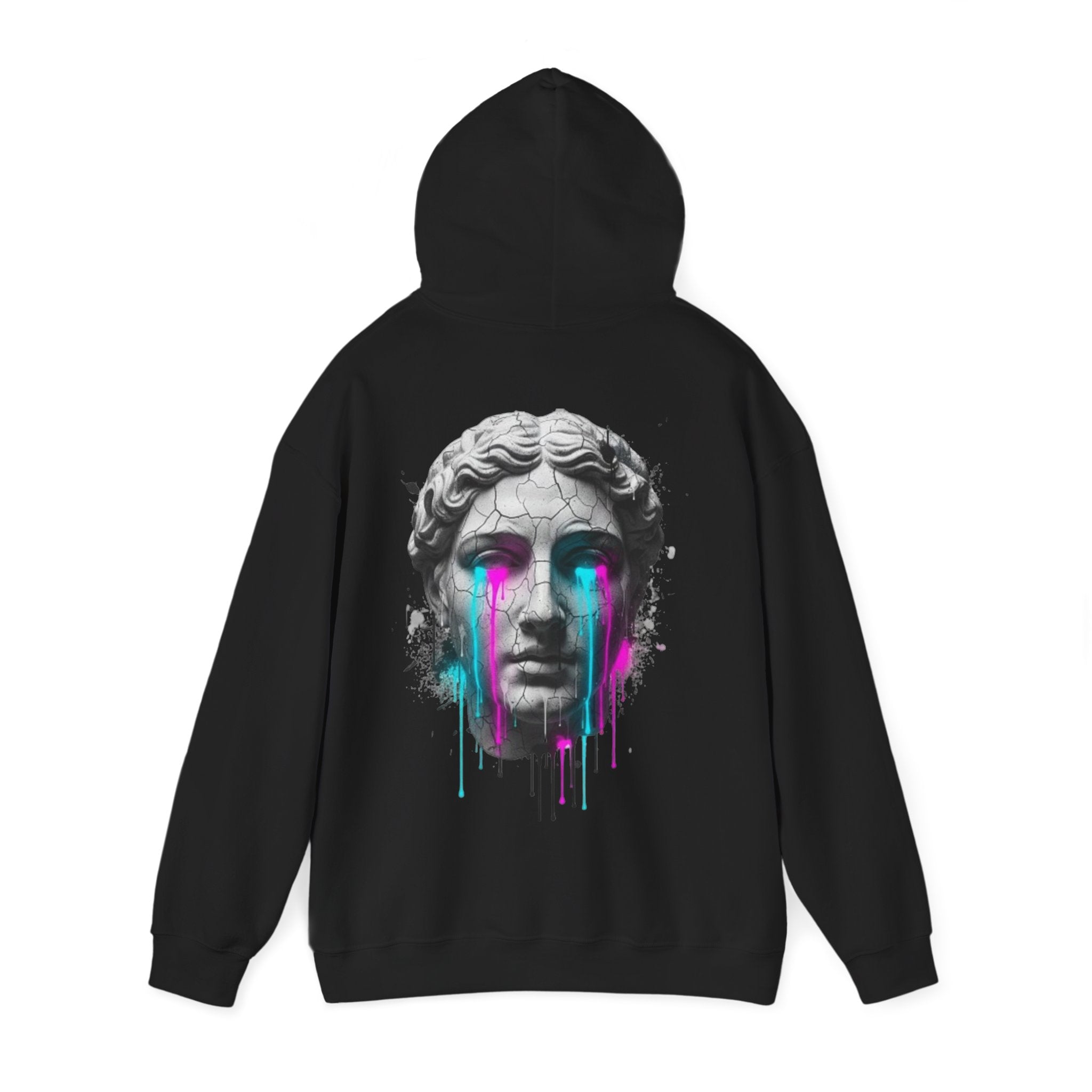 Statue Head Hoodie — Neon Drip Greek Bust Sweatshirt