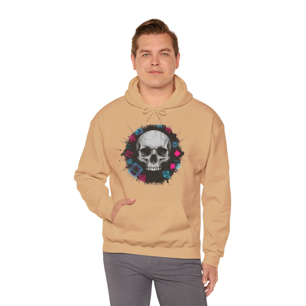 Skull Retro Vaporwave Hoodie — Neon 80s Skull Graphic Sweatshirt