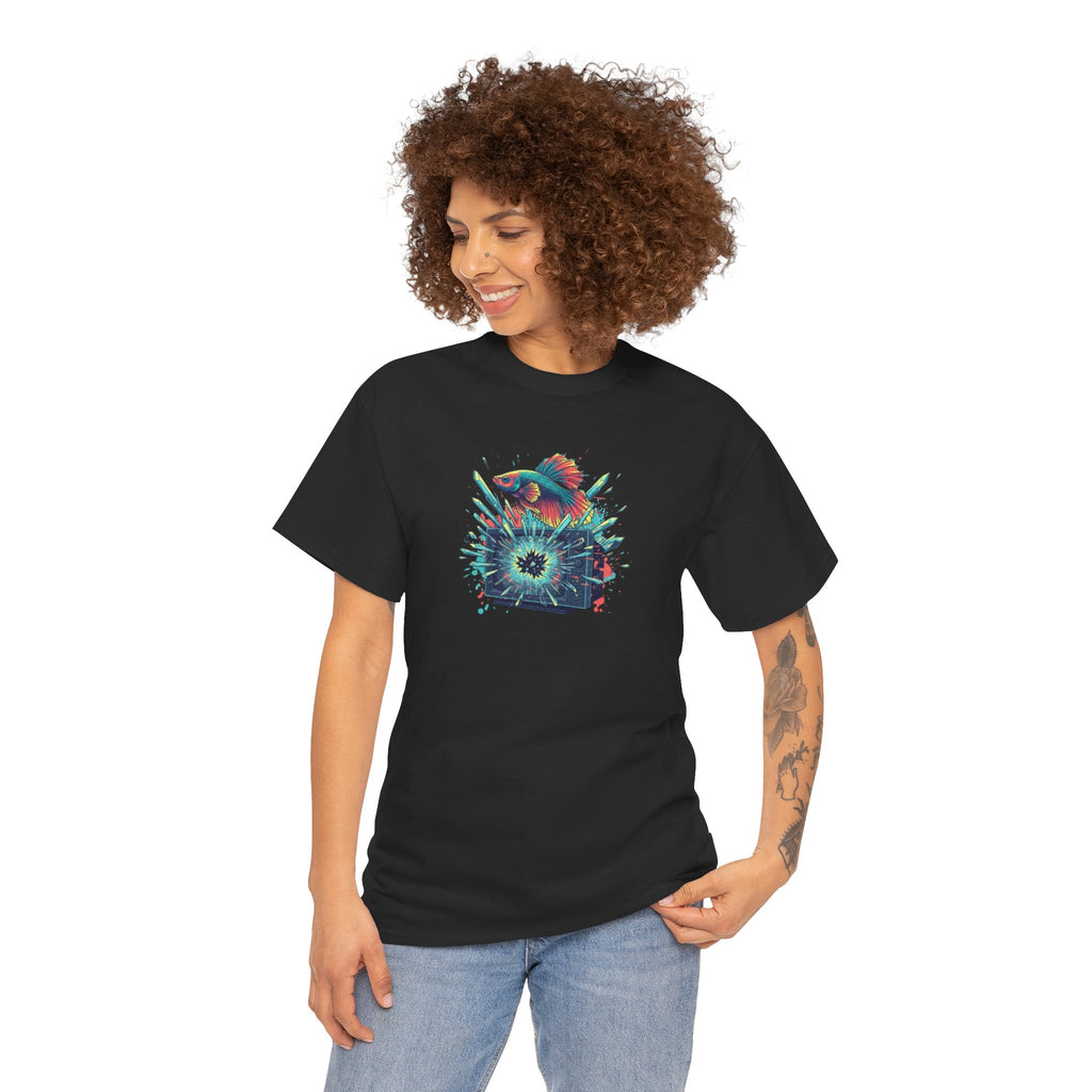 Cosmic Bloom Graphic Tee — Neon Galaxy Floral T-Shirt