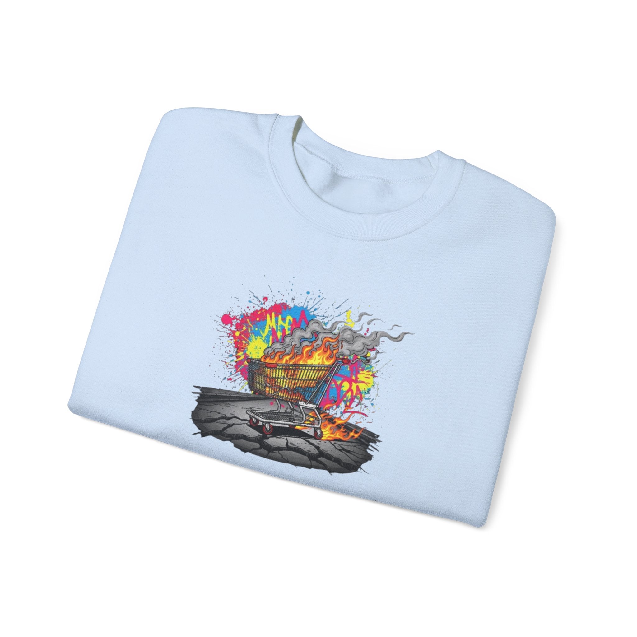 Crewneck Sweatshirt — Colorful Burning Ship Graphic