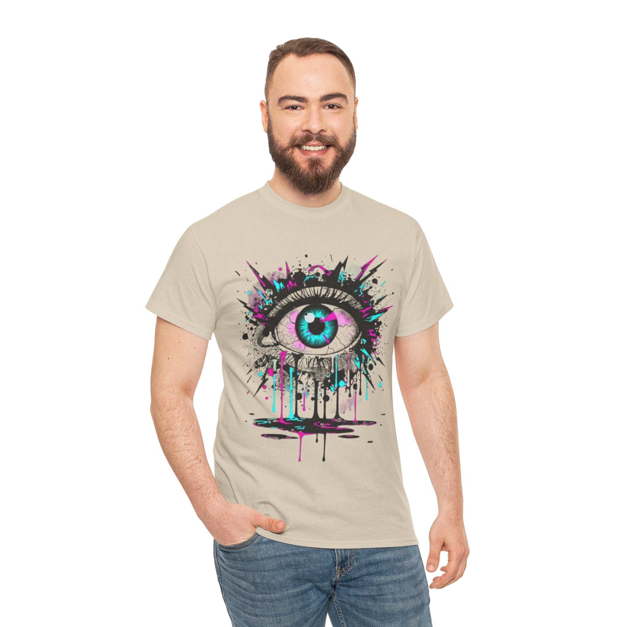 Graphic Tee — Neon Dripping Eye Art T-Shirt