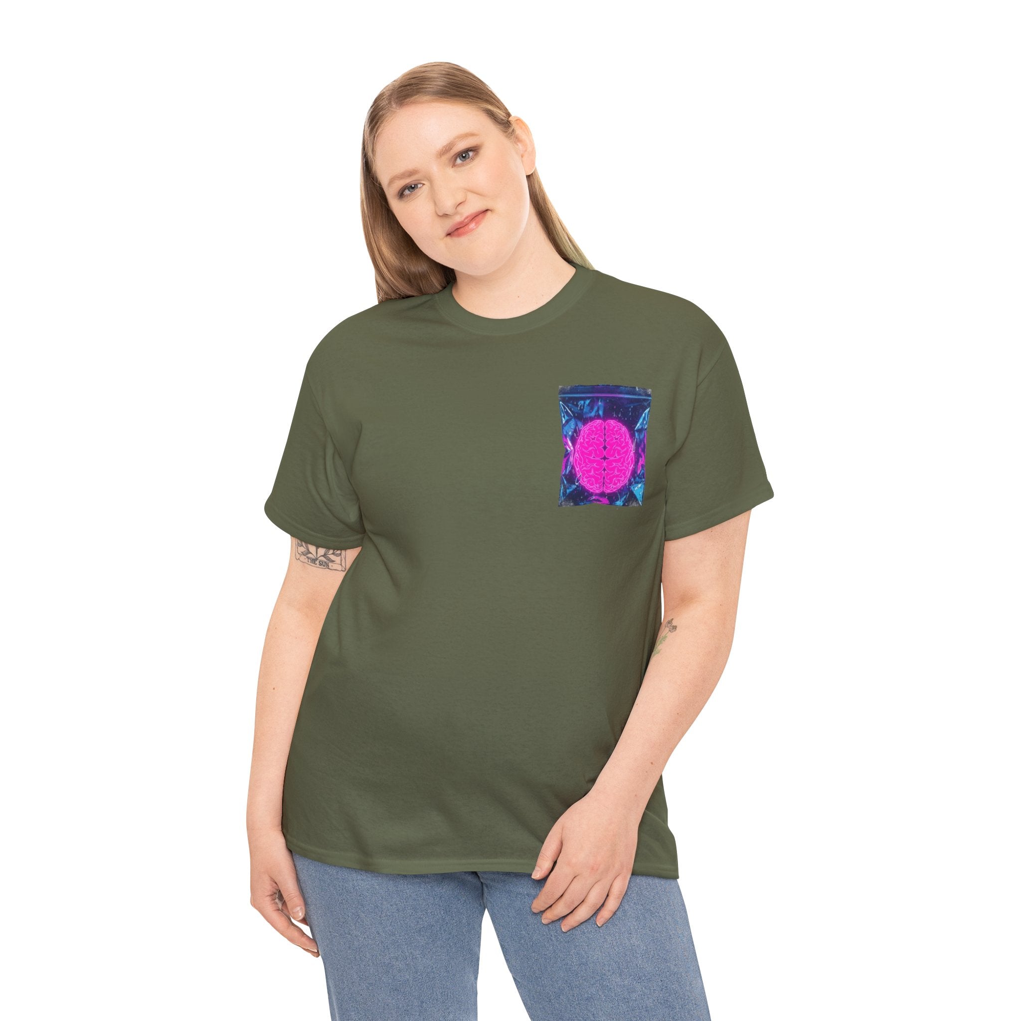 Retro Neon Sun Pocket Tee — 80s Vaporwave Graphic T-Shirt