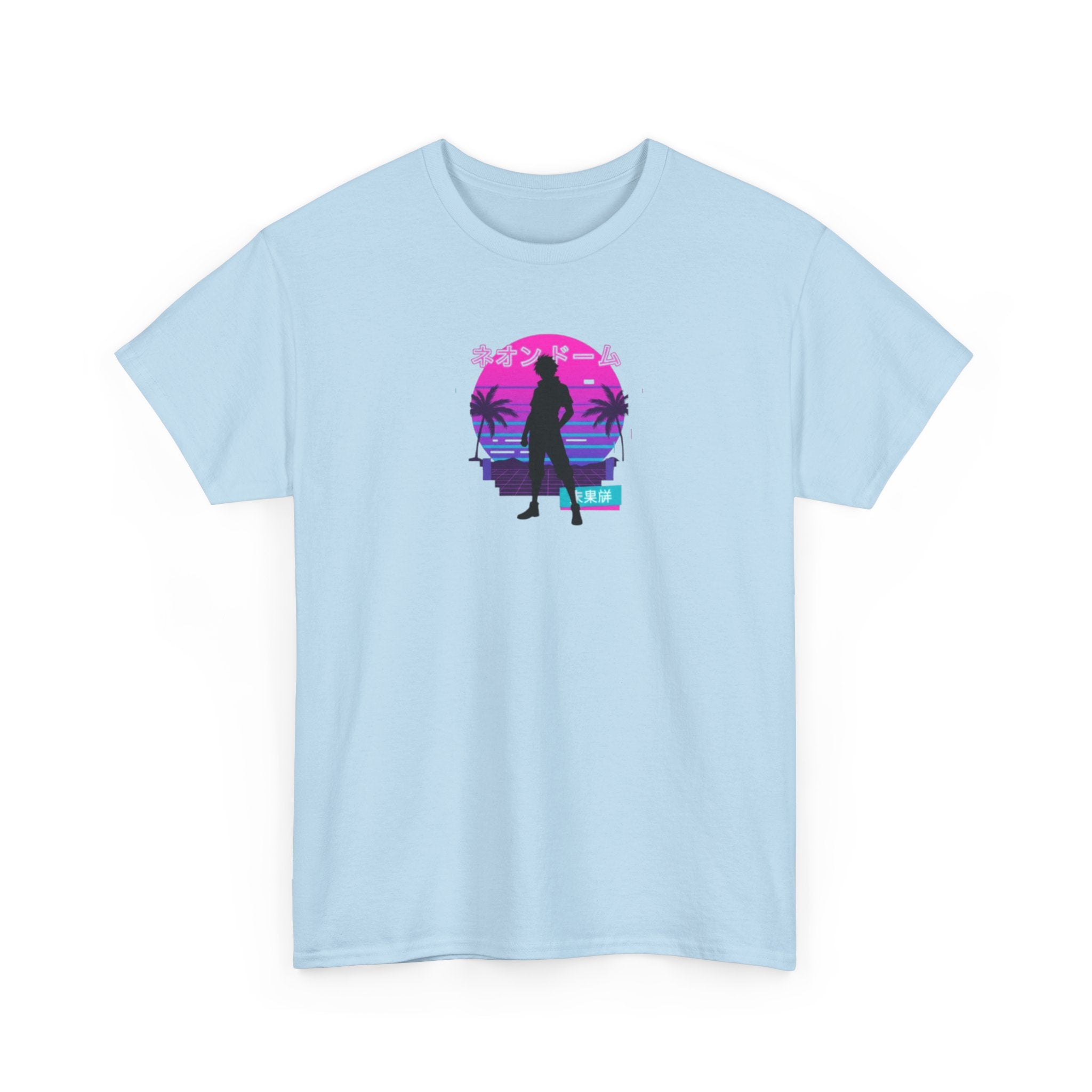 Retro Beach Sunset Tee — Miami Vaporwave Silhouette