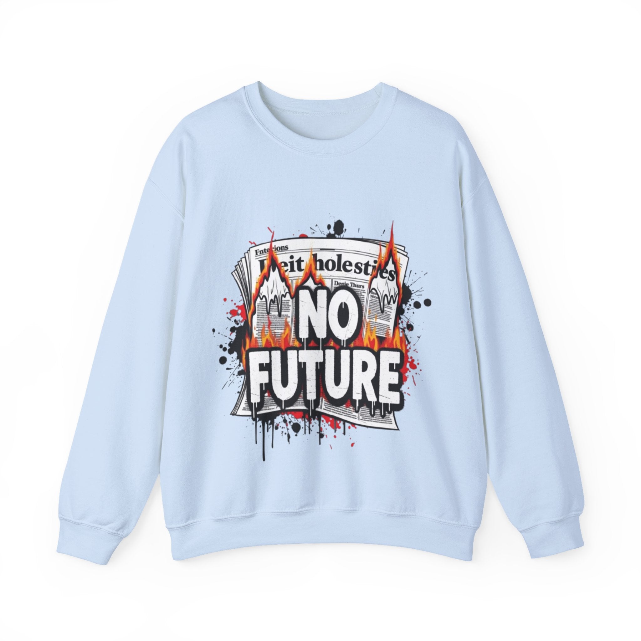 No Future Graphic Sweatshirt — Grunge Flame Streetwear Crewneck
