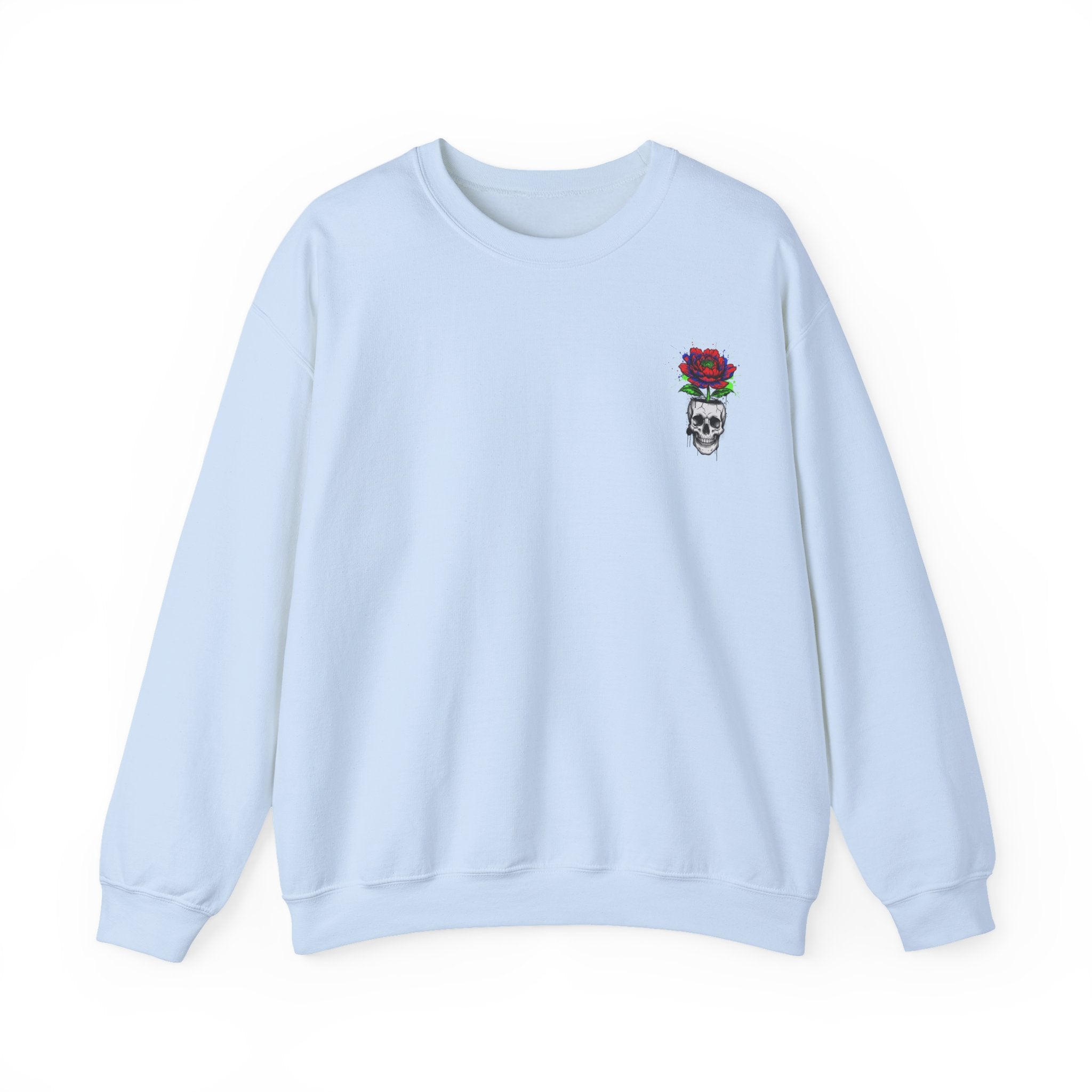 Skull with Red Rose Crewneck Sweatshirt