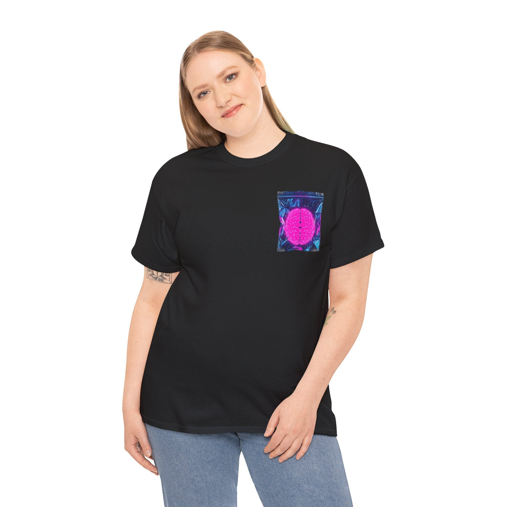 Retro Neon Sun Pocket Tee — 80s Vaporwave Graphic T-Shirt