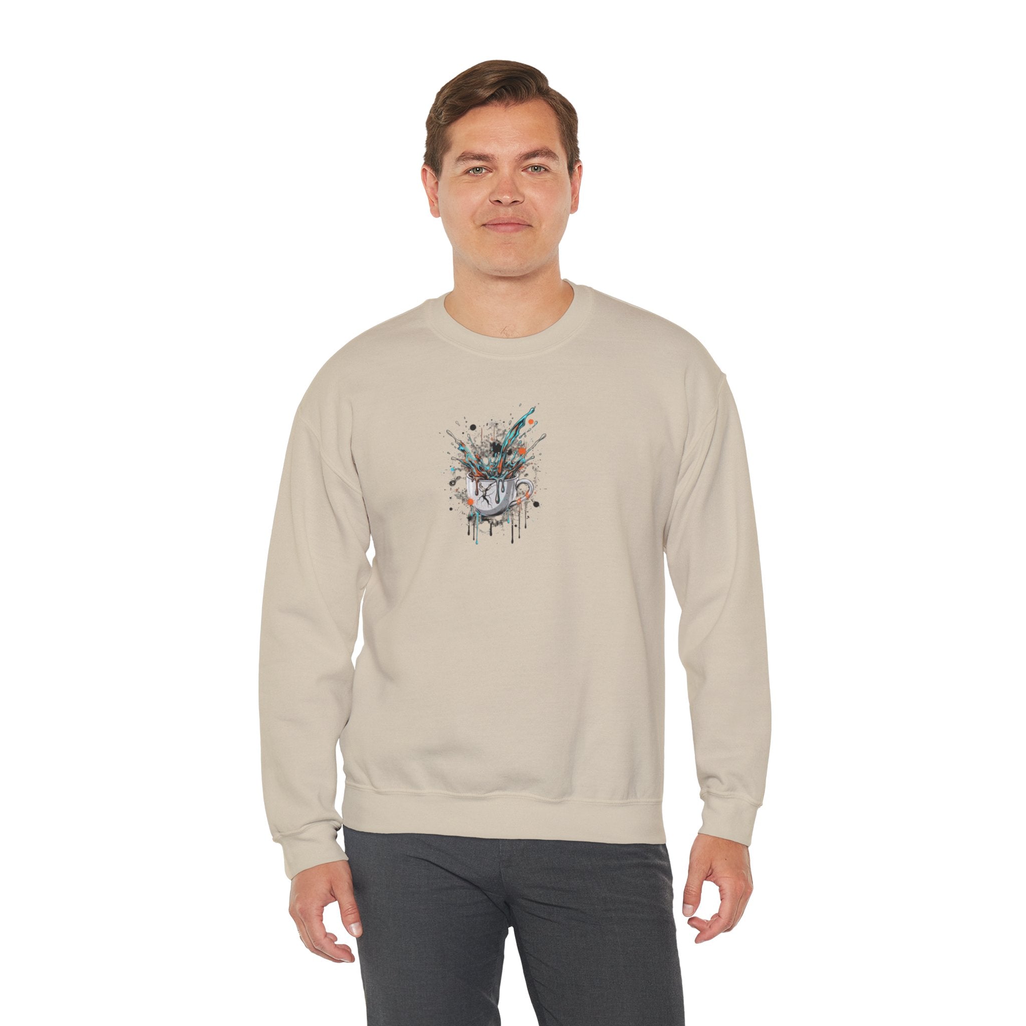 Abstract Floral Skull Crewneck Sweatshirt — Watercolor Drip Art
