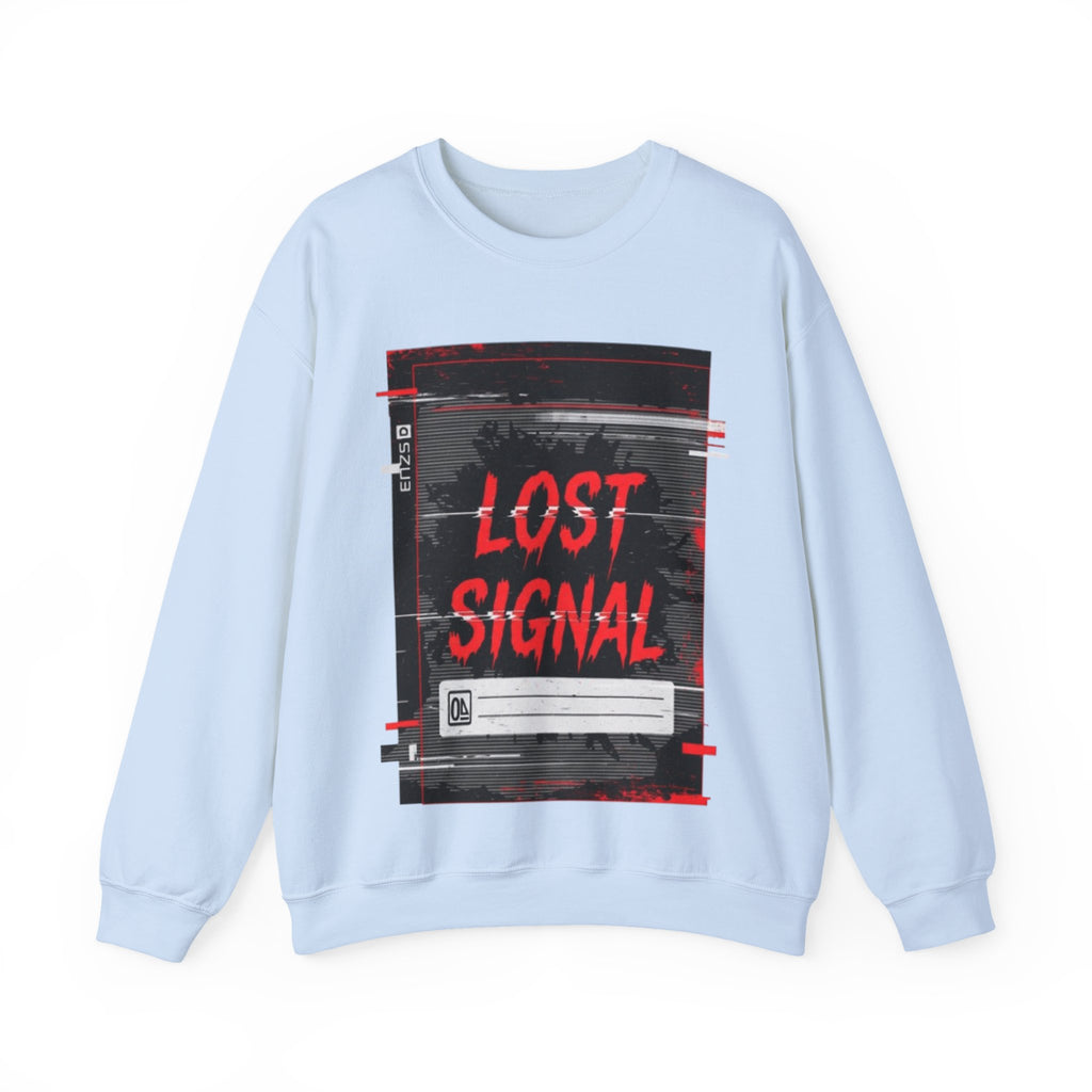 Lost Signal Crewneck Sweatshirt – Retro Glitch Graphic Pullover