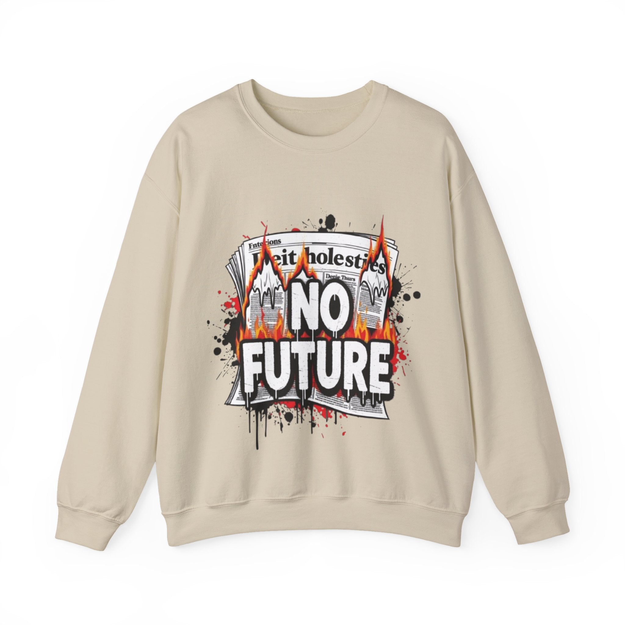 No Future Graphic Sweatshirt — Grunge Flame Streetwear Crewneck