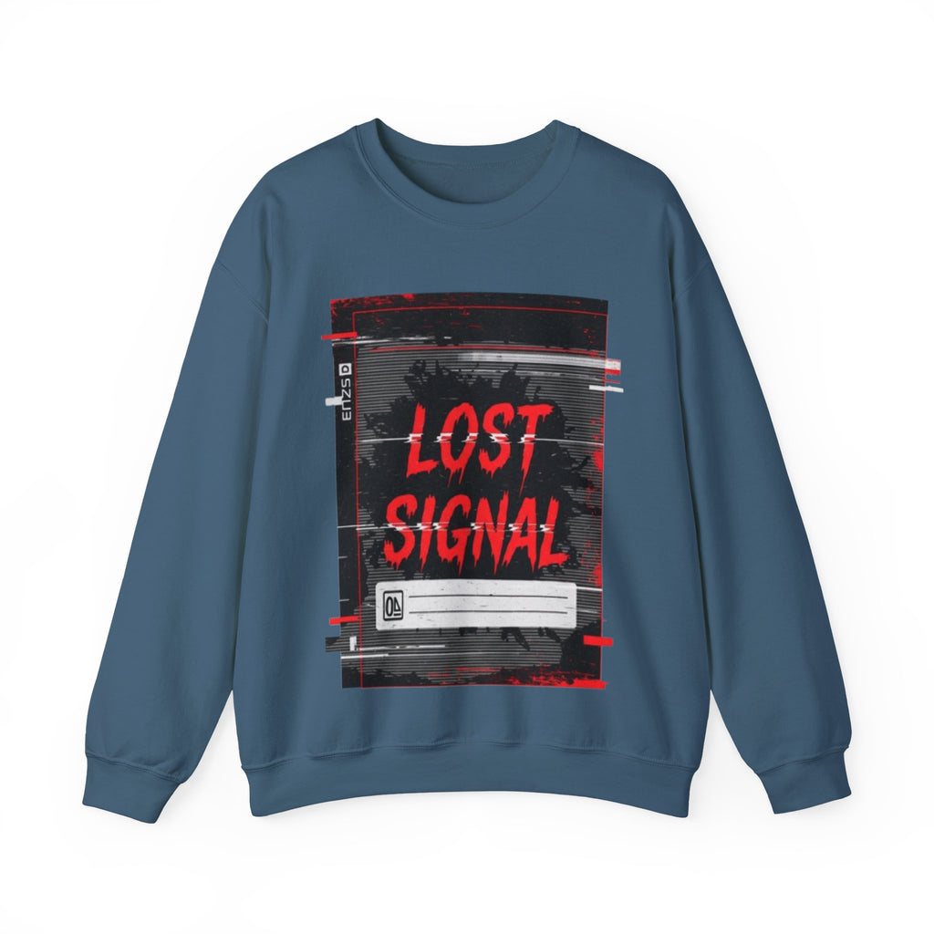 Lost Signal Crewneck Sweatshirt – Retro Glitch Graphic Pullover