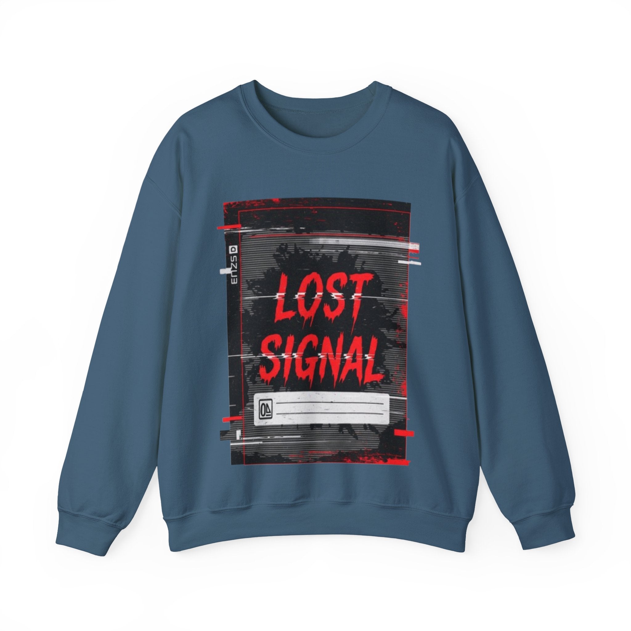 Lost Signal Crewneck Sweatshirt – Retro Glitch Graphic Pullover