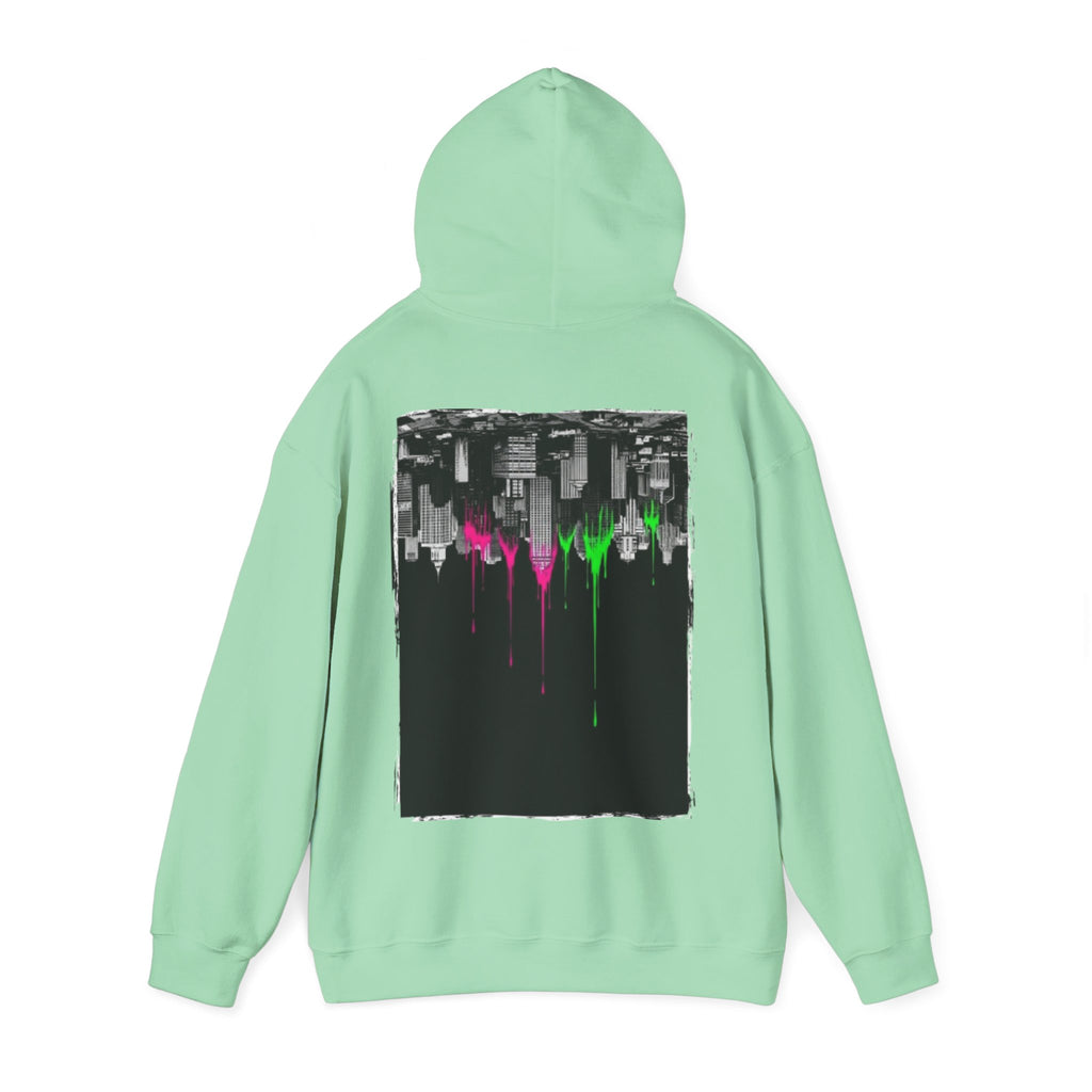 City Skyline Drip Hoodie — Neon Paint Urban Streetwear