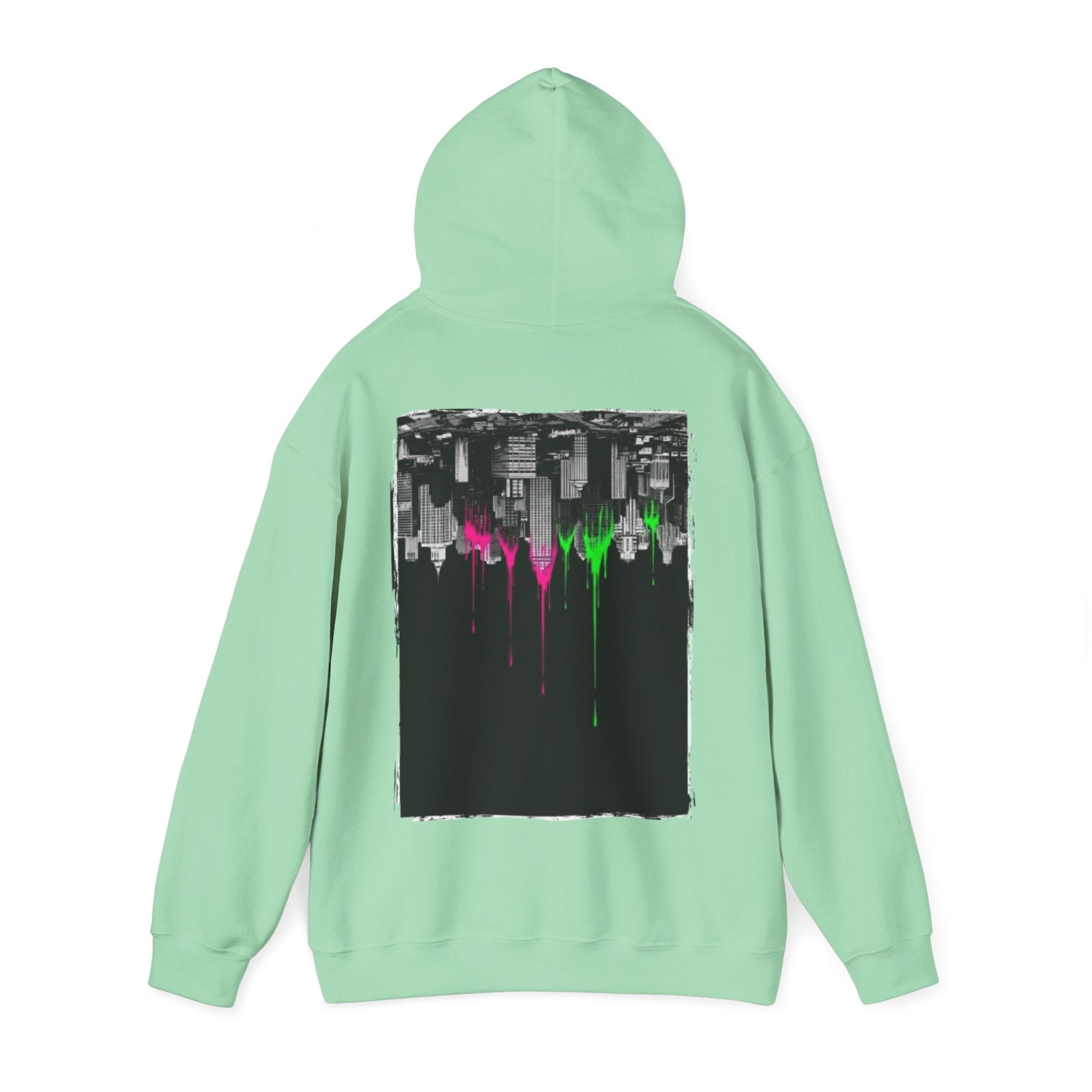 City Skyline Drip Hoodie — Neon Paint Urban Streetwear