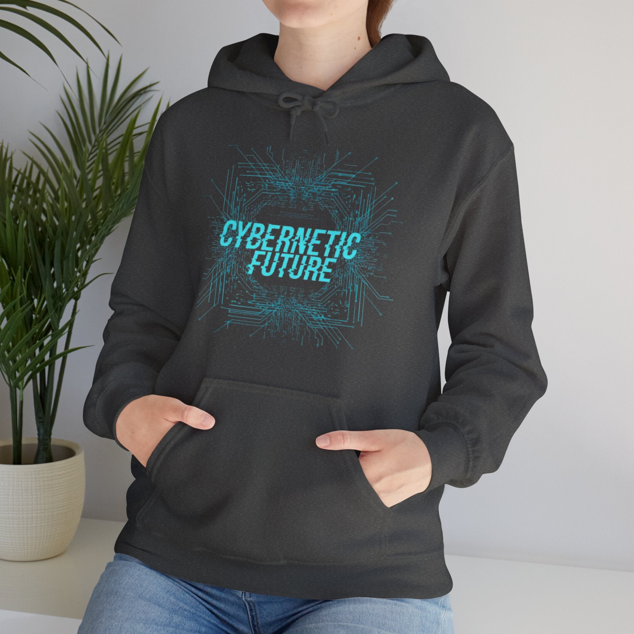 Cybernetic Future Hoodie — Futuristic Tech Graphic Pullover