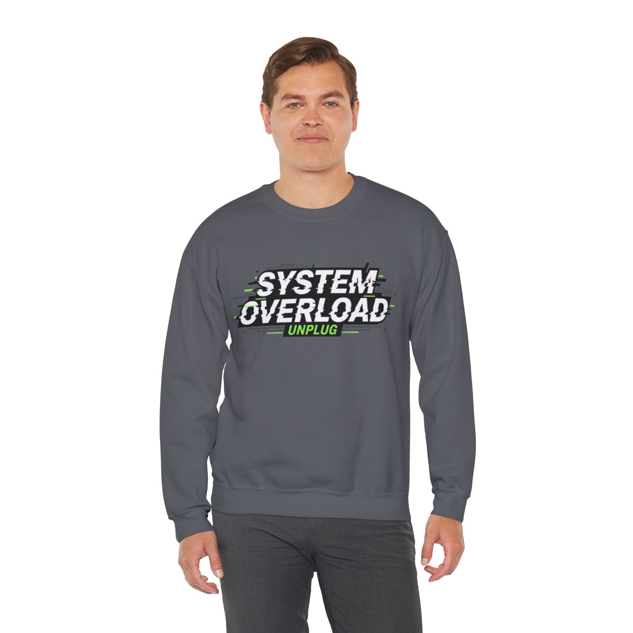System Overload Crewneck Sweatshirt – "System Overload Unplug" Graphic Pullover