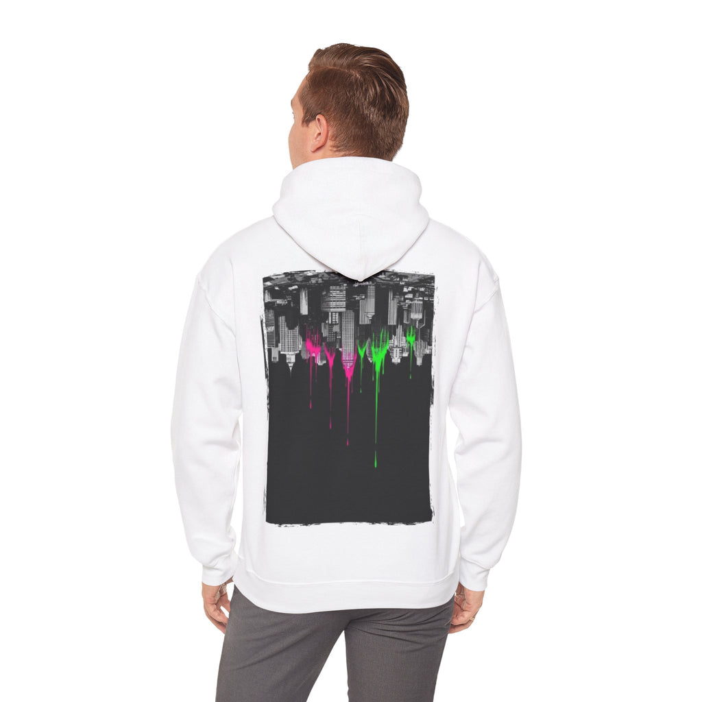 City Skyline Drip Hoodie — Neon Paint Urban Streetwear