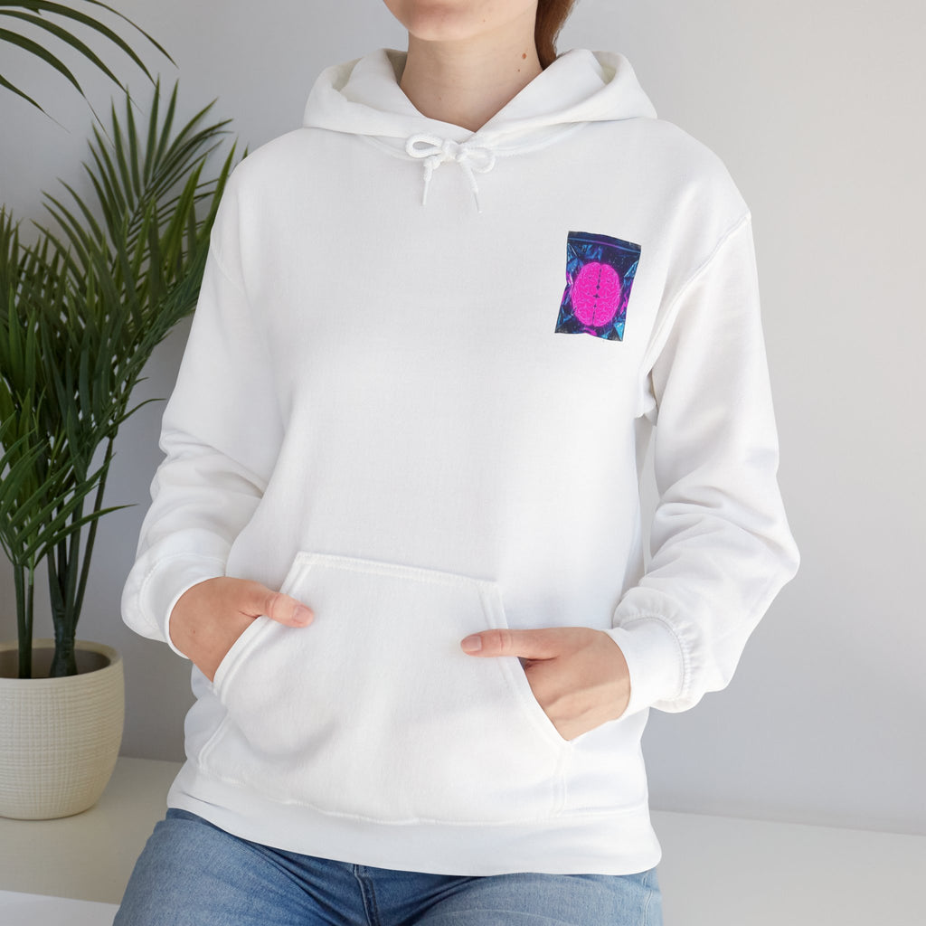 Hoodie — Retro Neon Moon Graphic Chest Pocket Sweatshirt