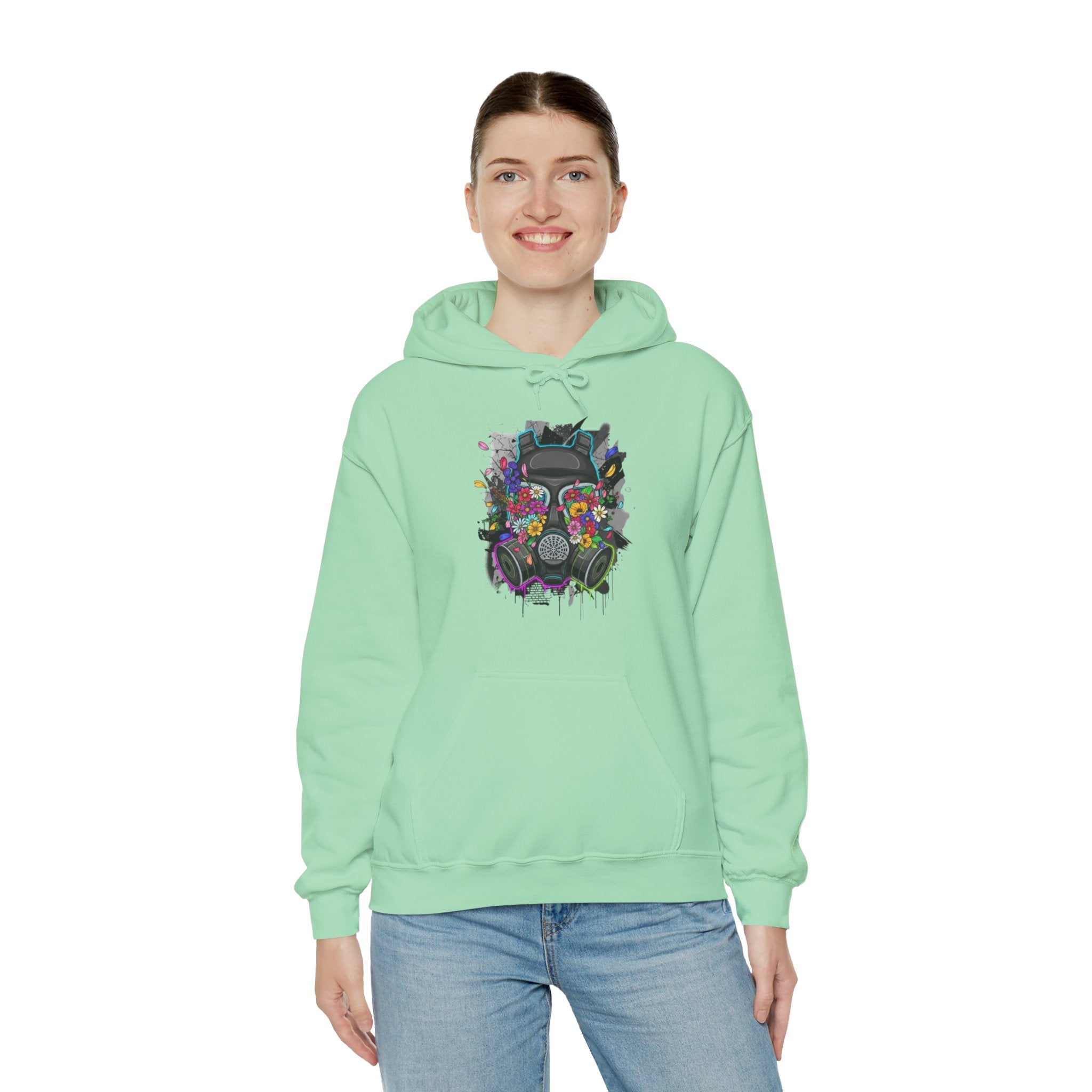 Gas Mask Floral Hoodie — Psychedelic Floral Gas Mask Graphic Sweatshirt