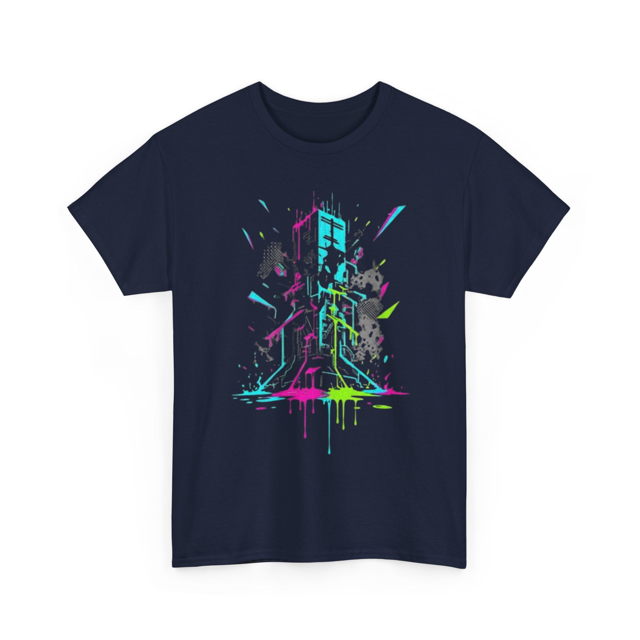 Neon Arcade Tower T-Shirt — Retro Gaming Graffiti Tee