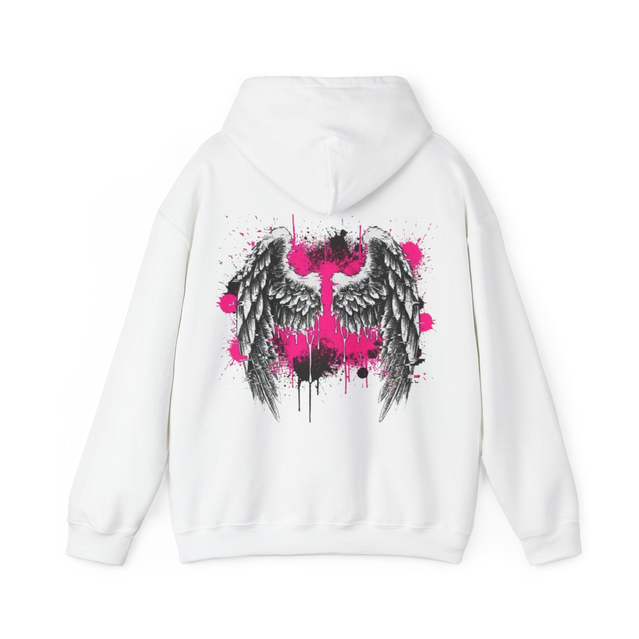 Angel Wings Hoodie — Grunge Pink Spray Paint Graphic Pullover