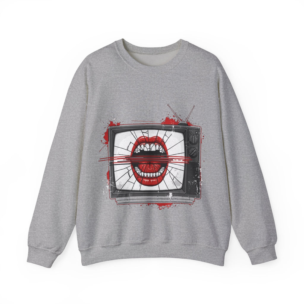 Graphic Sweatshirt — Retro TV with Screaming Mouth Design