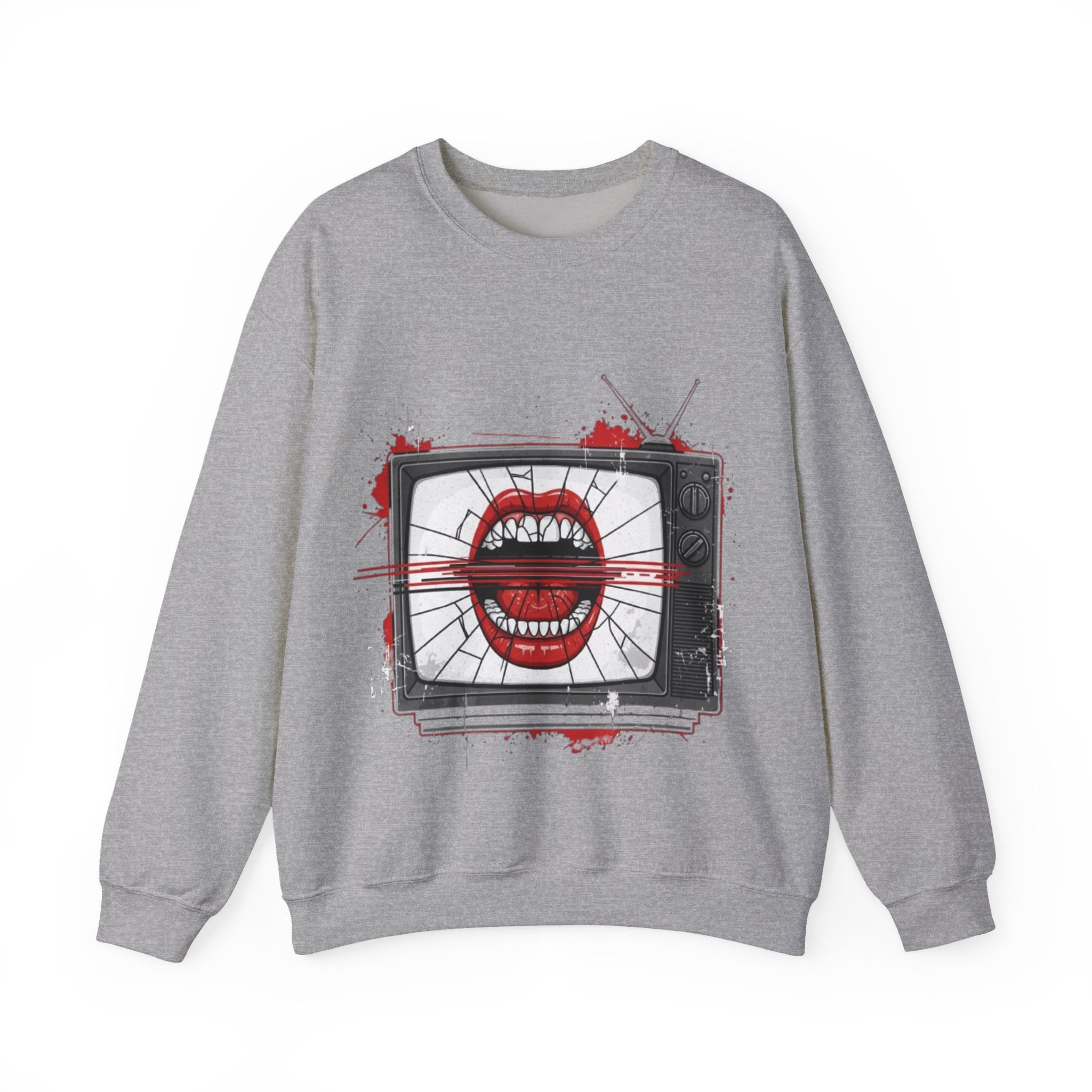 Graphic Sweatshirt — Retro TV with Screaming Mouth Design