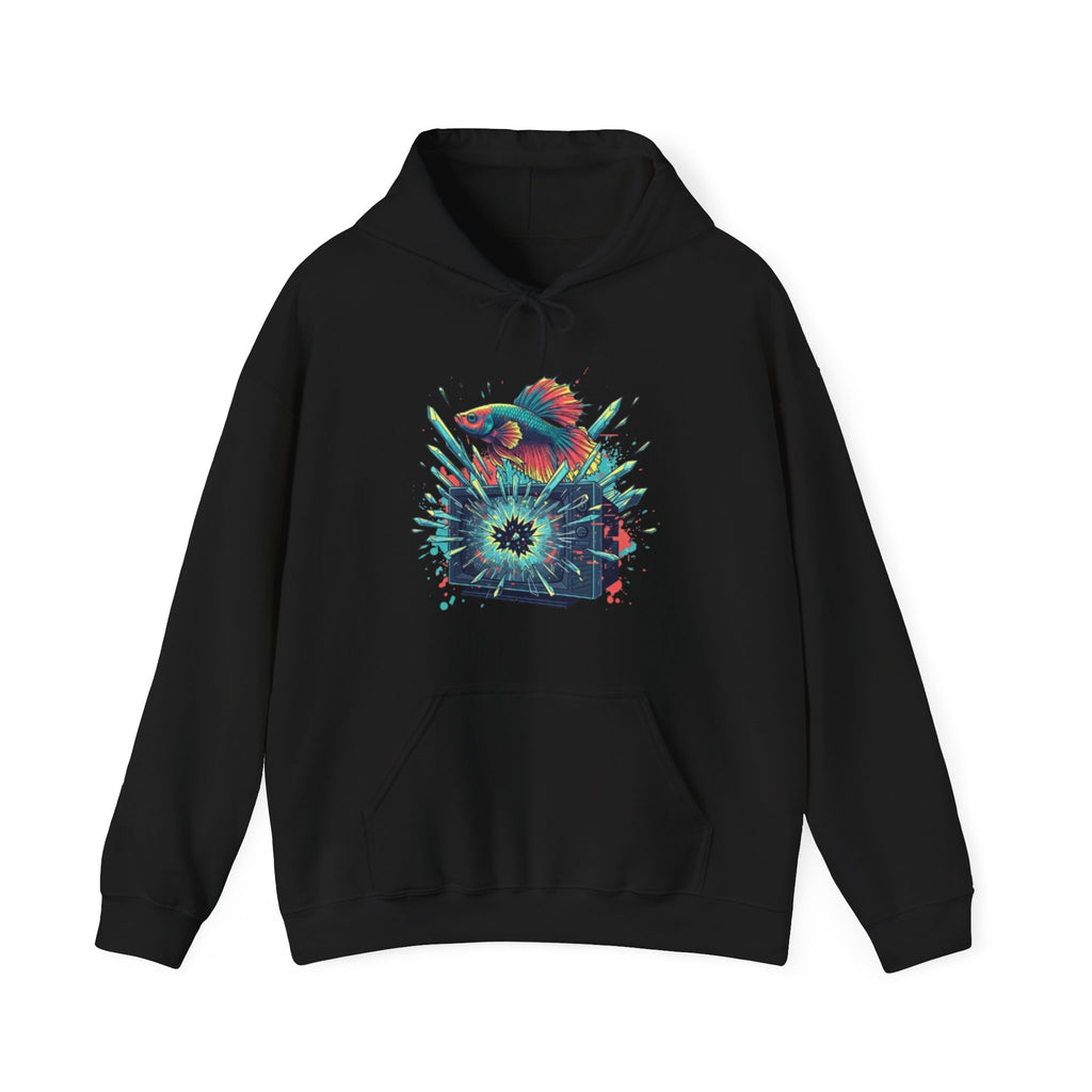 Psychedelic Fish Hoodie — Neon Ocean Explosion Graphic Sweatshirt