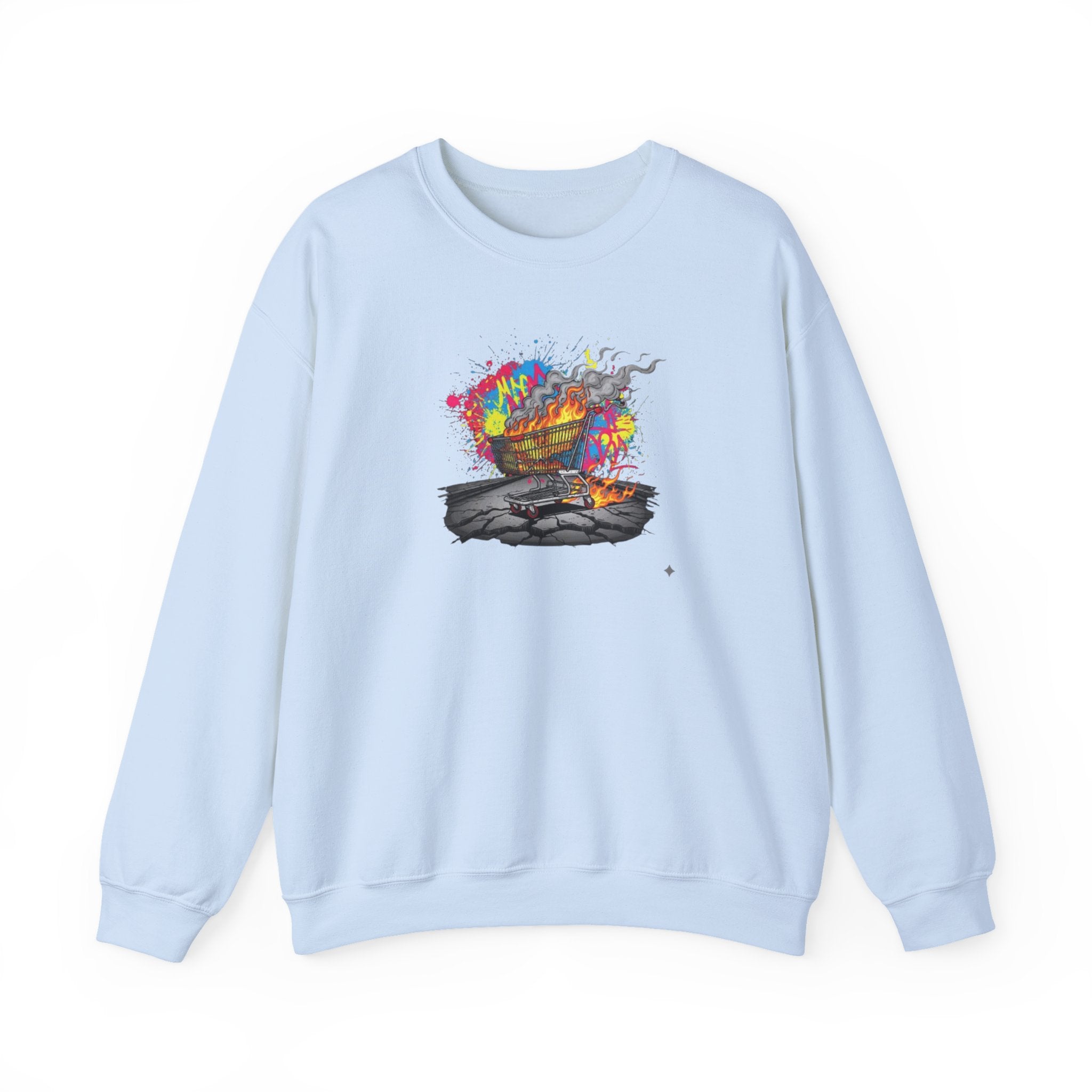 Crewneck Sweatshirt — Colorful Burning Ship Graphic