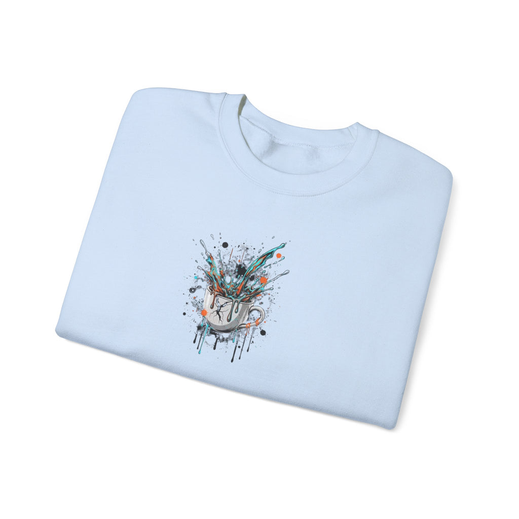 Abstract Floral Skull Crewneck Sweatshirt — Watercolor Drip Art