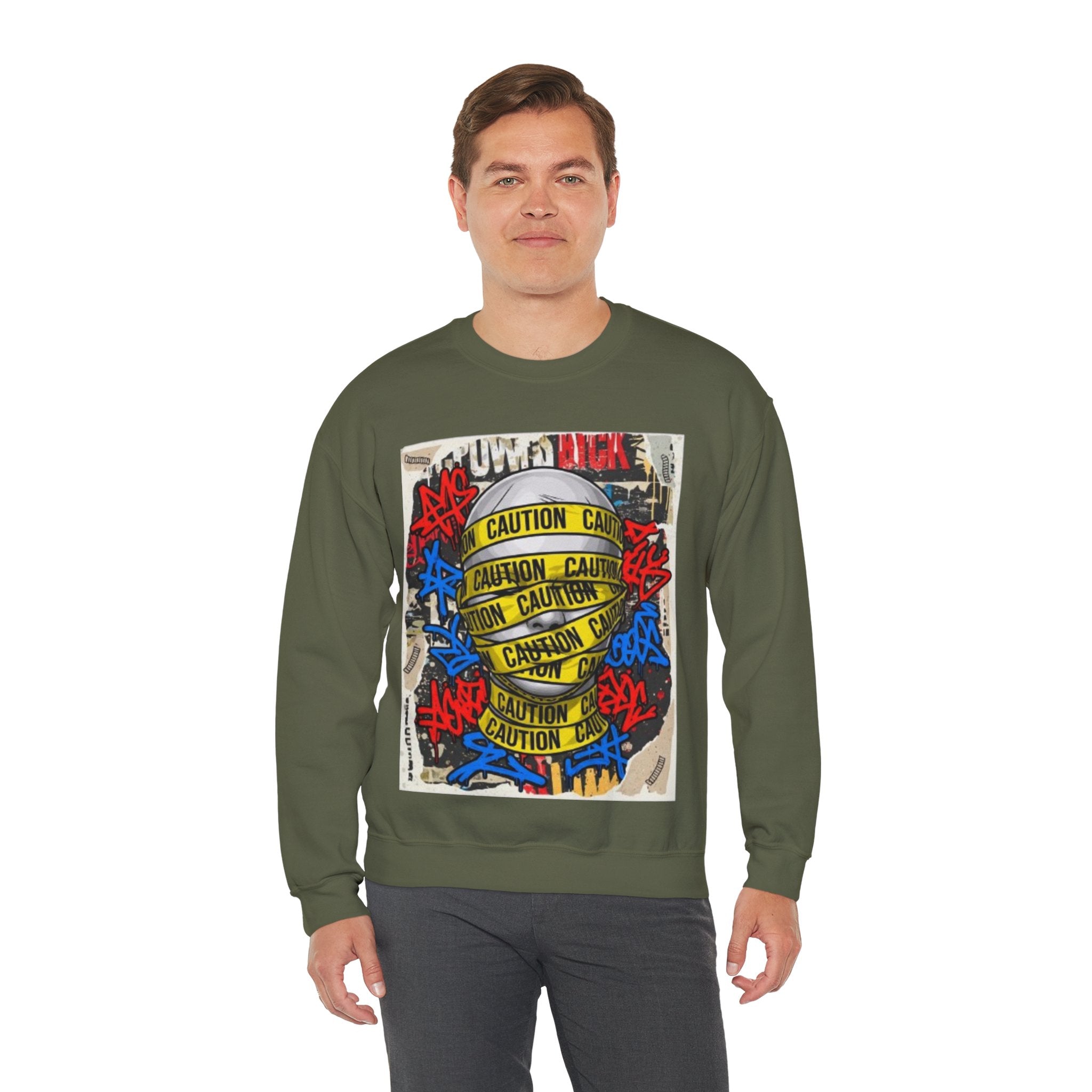 Caution Tape Graffiti Crewneck Sweatshirt