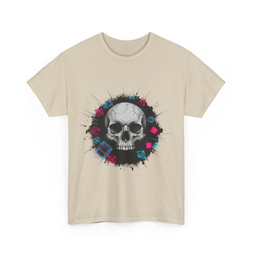 Skull Splash Graphic Tee — Neon Roses & Dice Skull T-Shirt