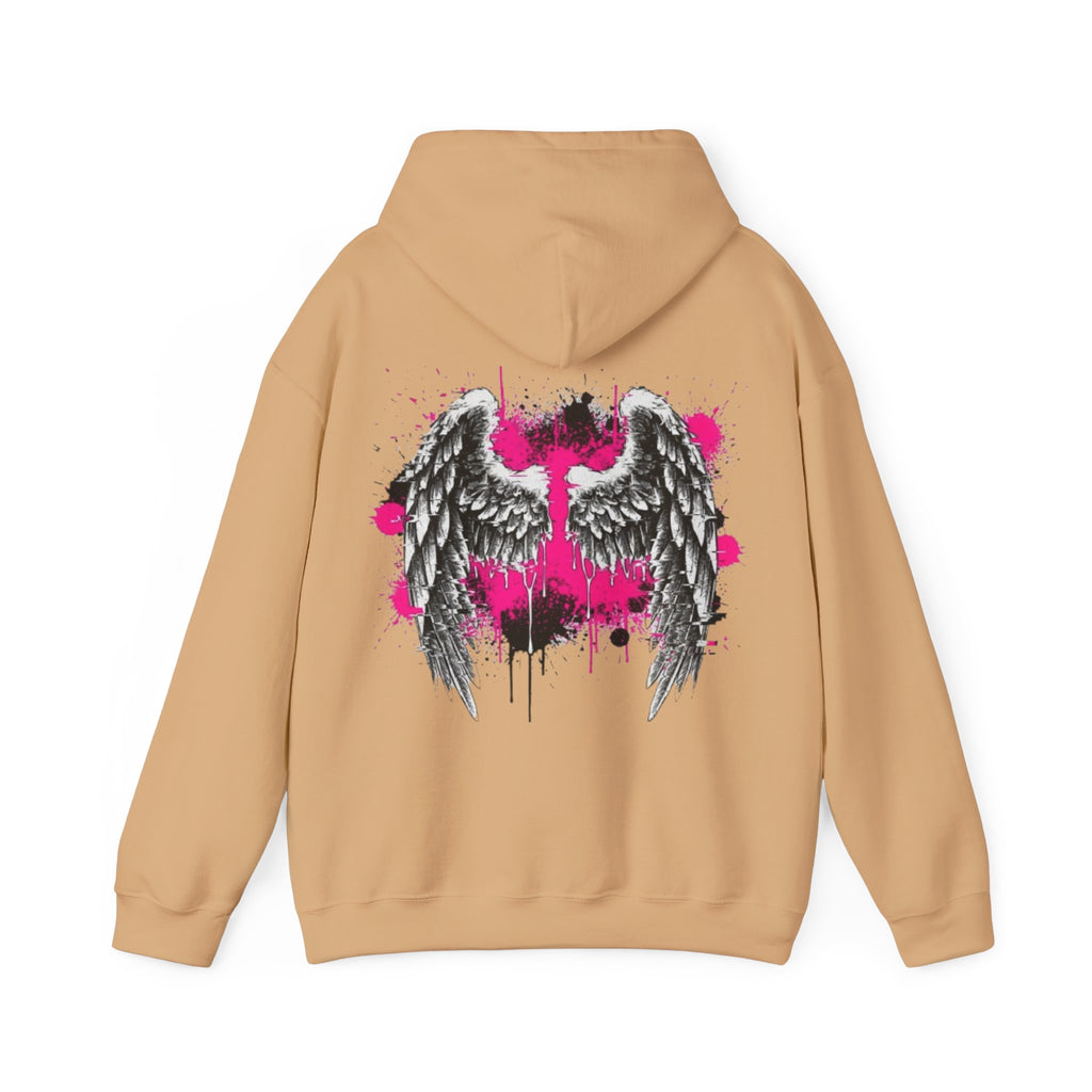 Angel Wings Hoodie — Grunge Pink Spray Paint Graphic Pullover