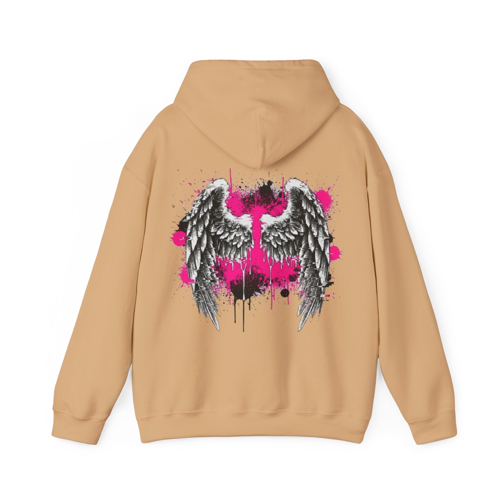 Angel Wings Hoodie — Grunge Pink Spray Paint Graphic Pullover