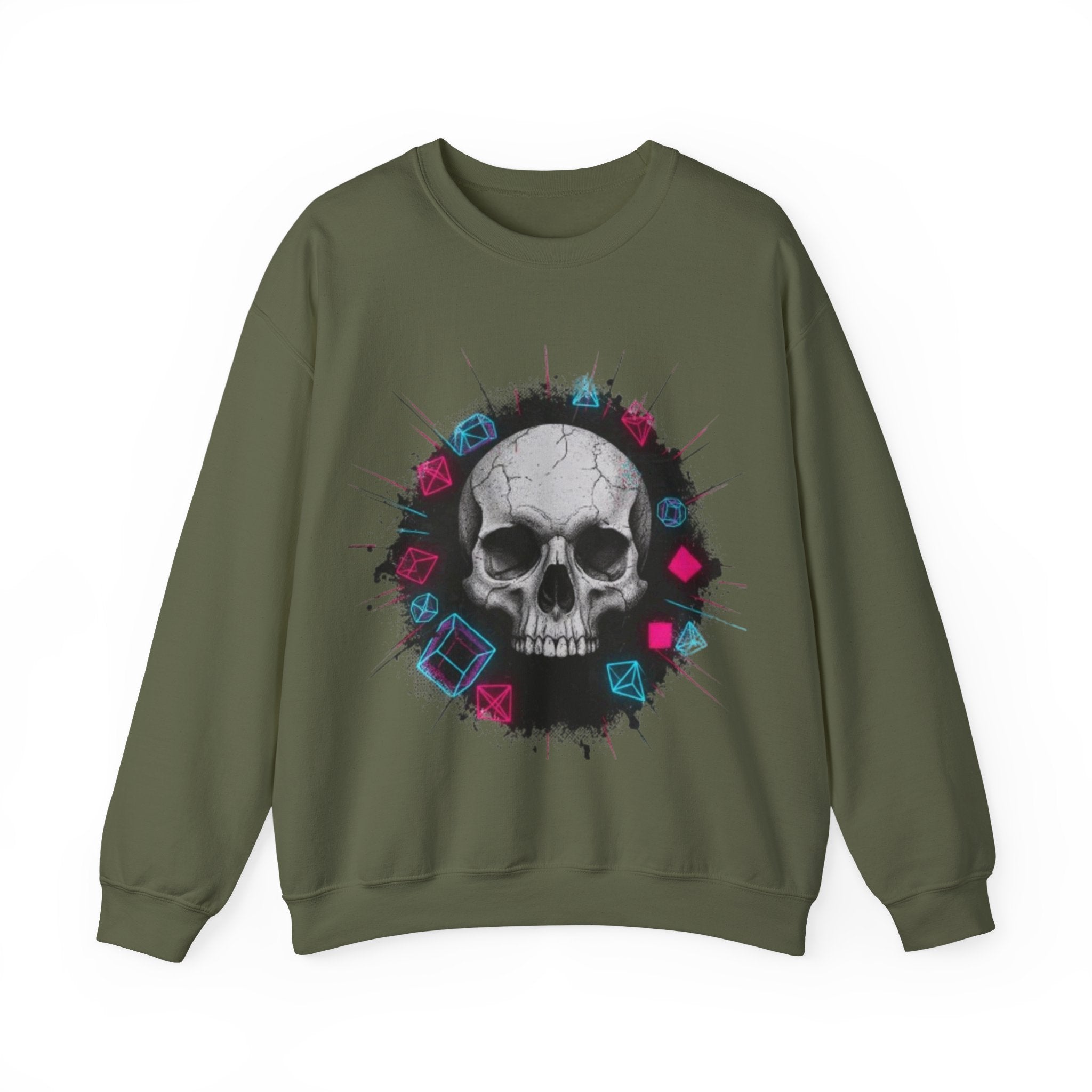 Skull Neon Geometry Crewneck Sweatshirt