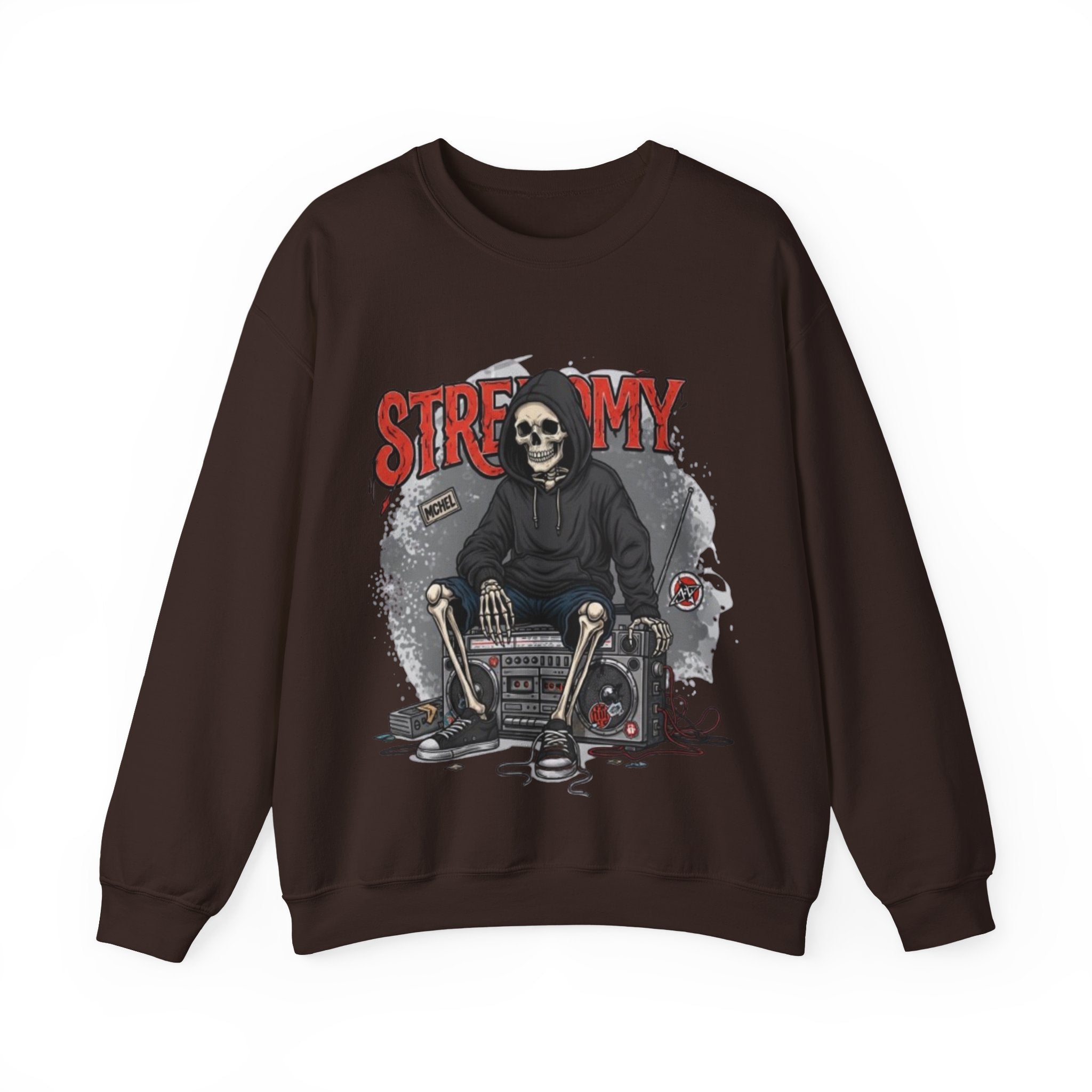 Streamy Grim Reaper Crewneck Sweatshirt — Streaming Gamer Skull Hoodie Design