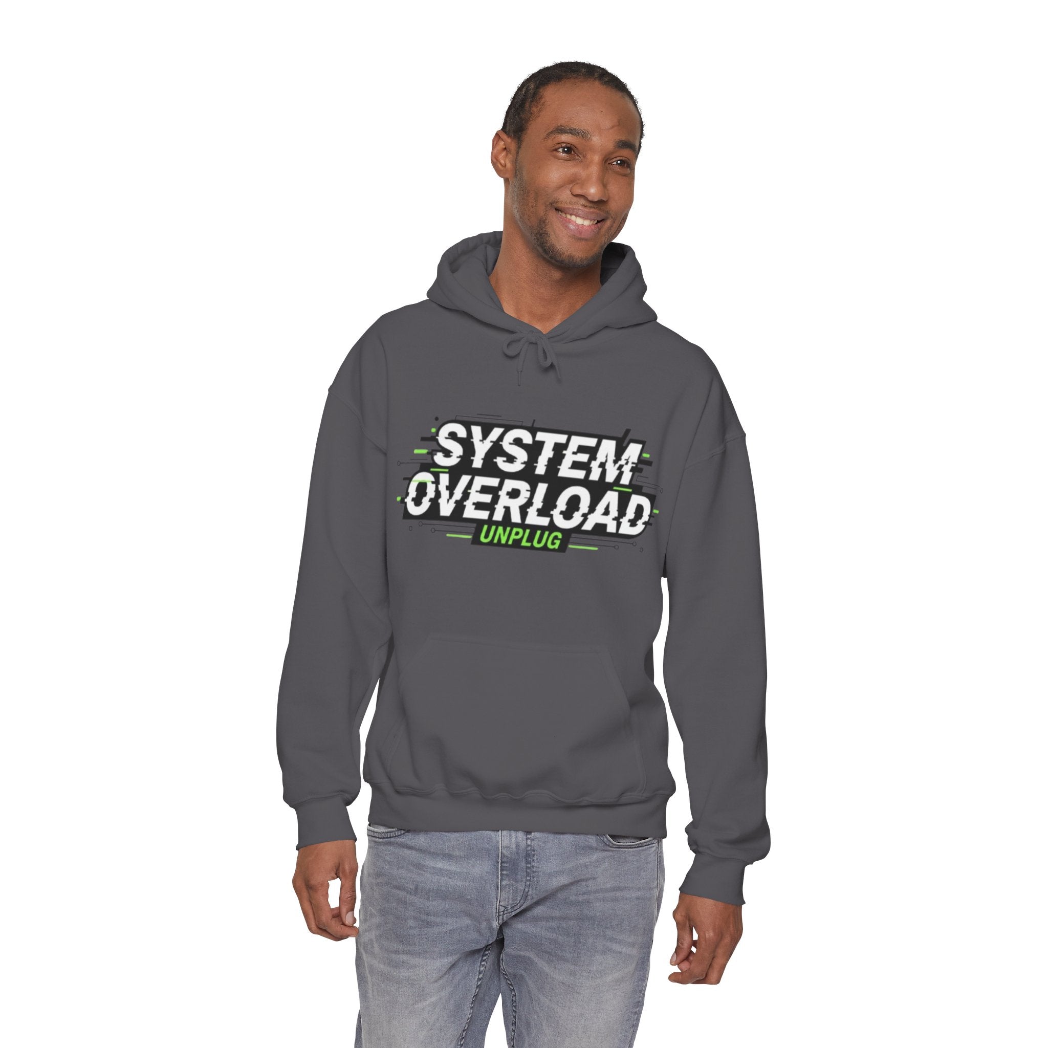 System Overload Hoodie - "Unplug" Retro Glitch Graphic Pullover