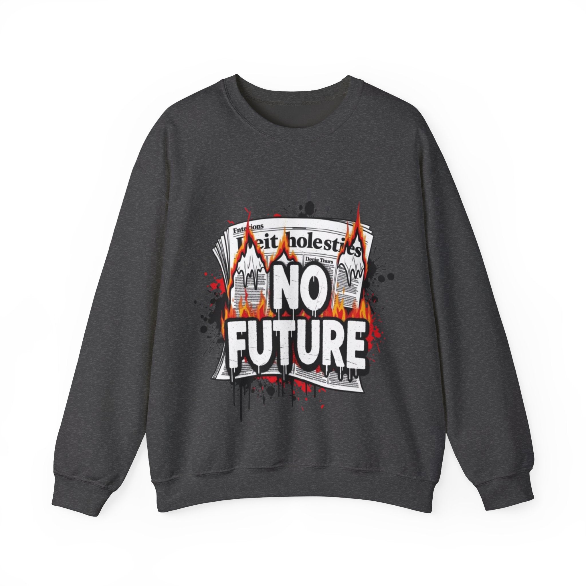 No Future Graphic Sweatshirt — Grunge Flame Streetwear Crewneck