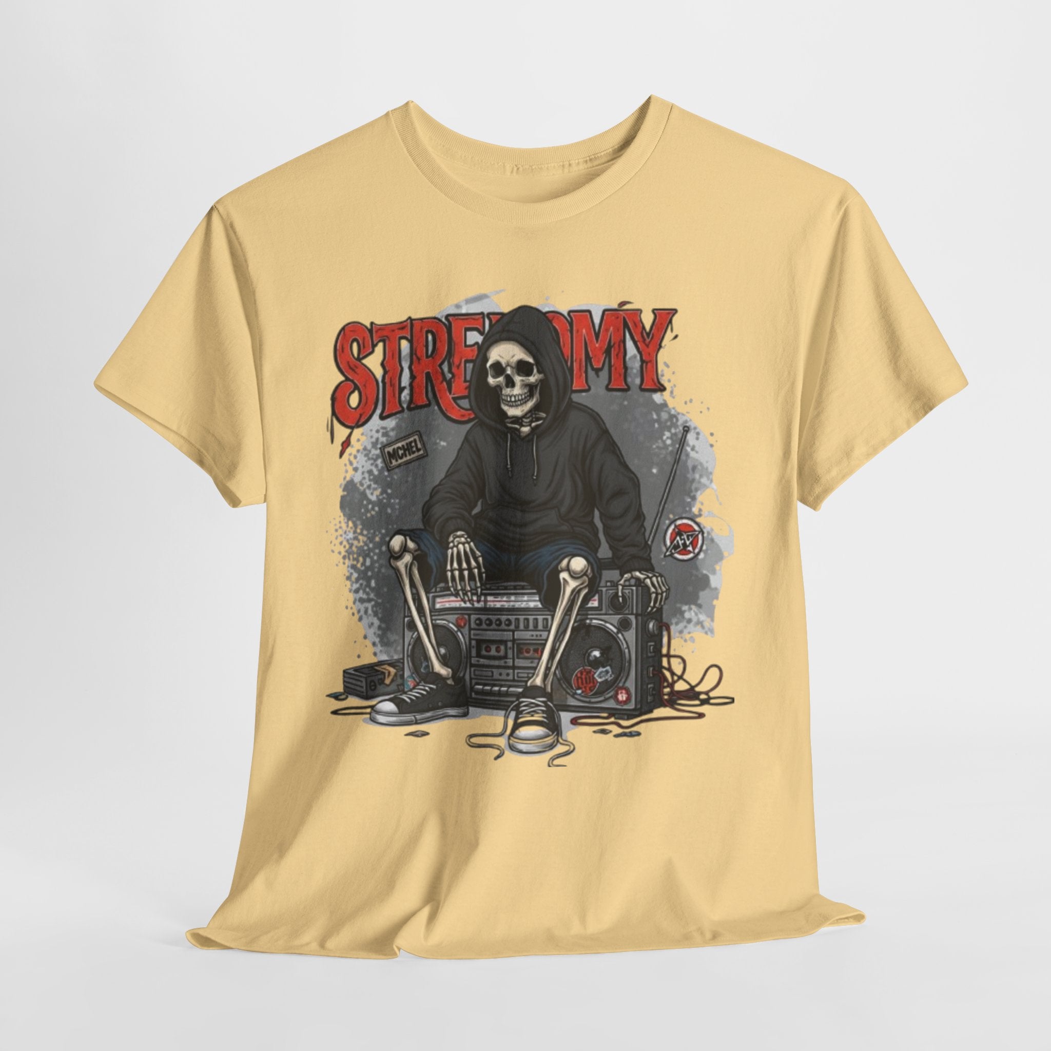 Skeleton DJ Tee — “STRF MY” Retro Grunge Music Skull T-Shirt