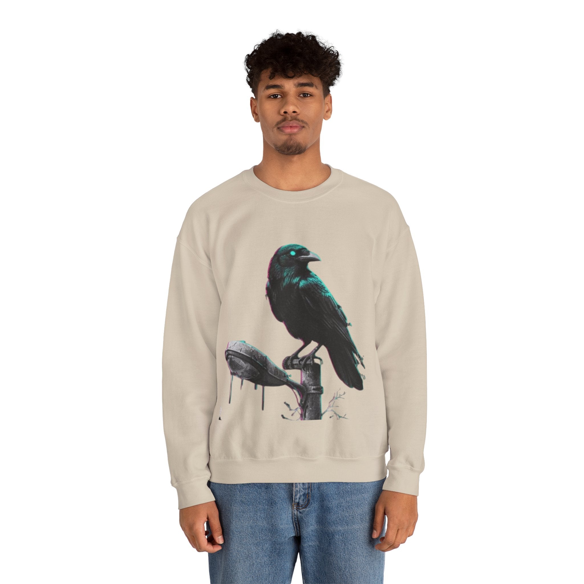 Raven Perch Crewneck Sweatshirt – Gothic Crow Graphic Pullover