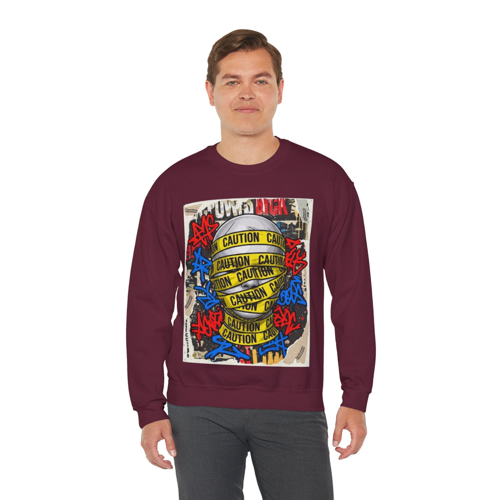 Caution Tape Graffiti Crewneck Sweatshirt