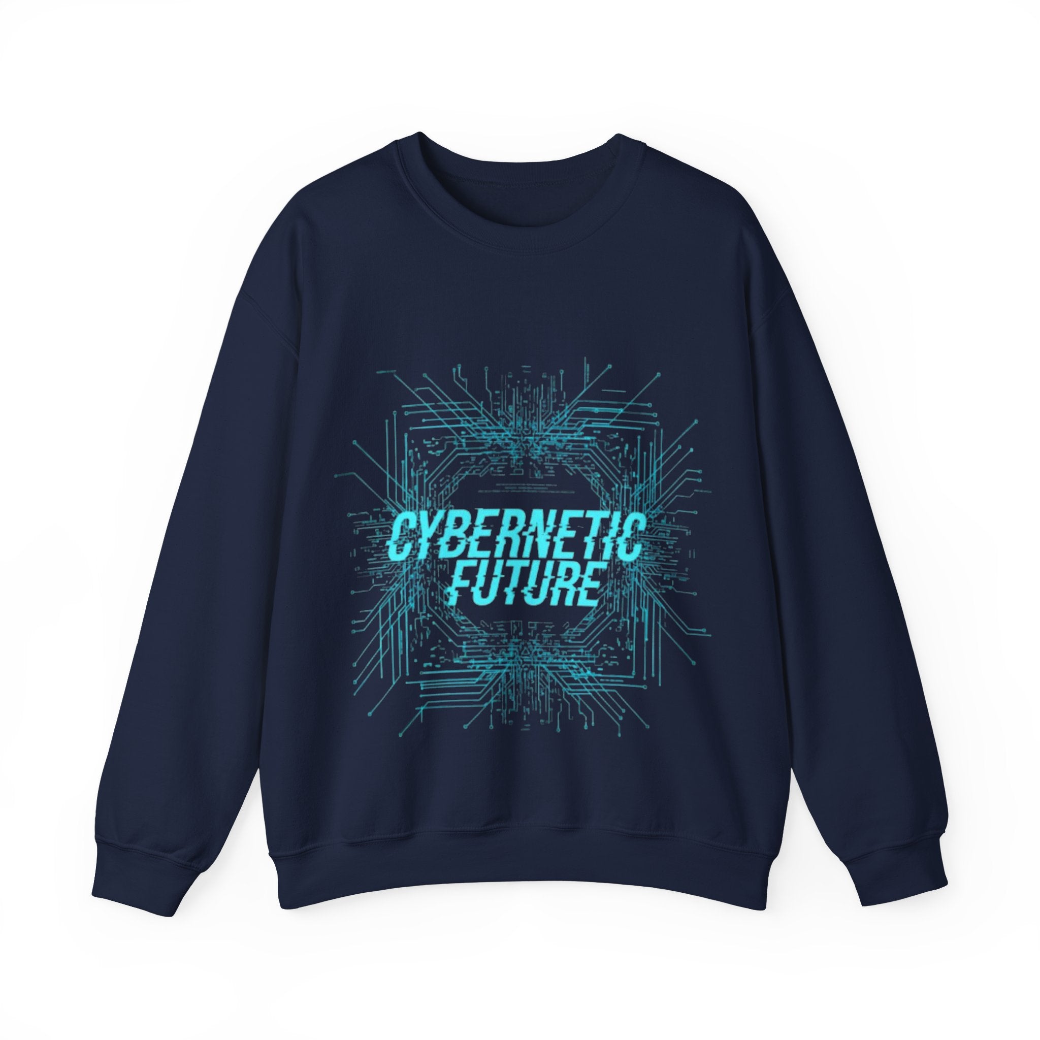 Cybernetic Future Crewneck Sweatshirt – Futuristic Tech Graphic Pullover
