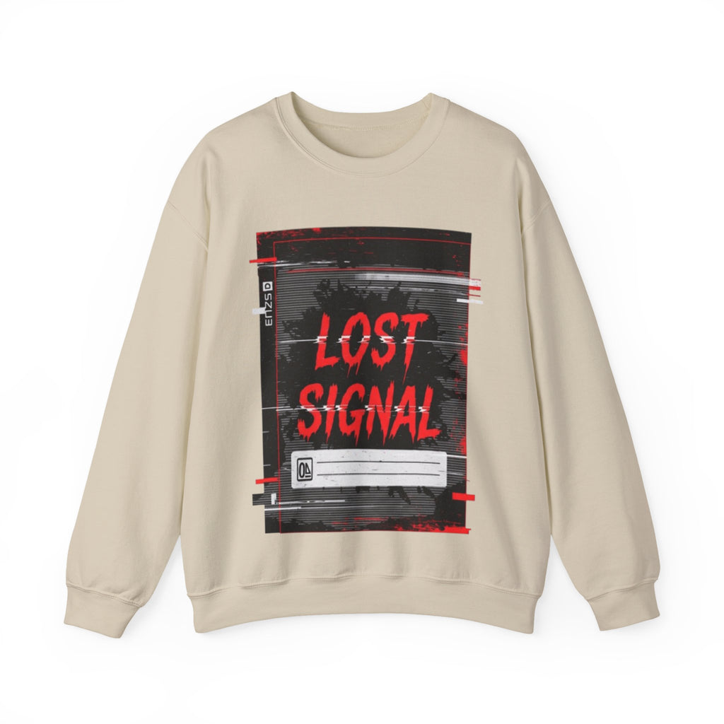Lost Signal Crewneck Sweatshirt – Retro Glitch Graphic Pullover