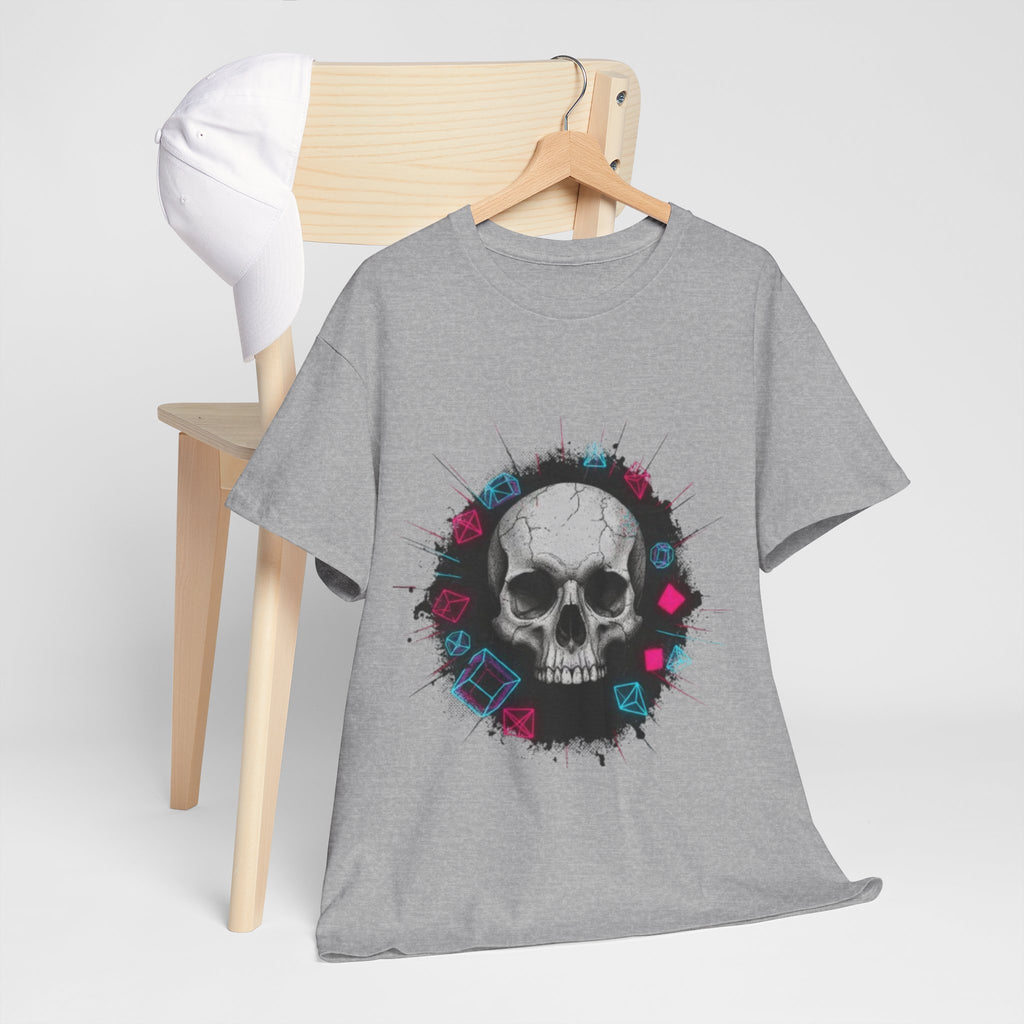 Skull Splash Graphic Tee — Neon Roses & Dice Skull T-Shirt