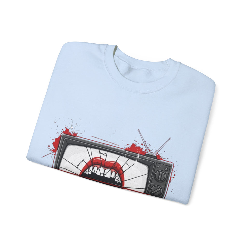 Graphic Sweatshirt — Retro TV with Screaming Mouth Design