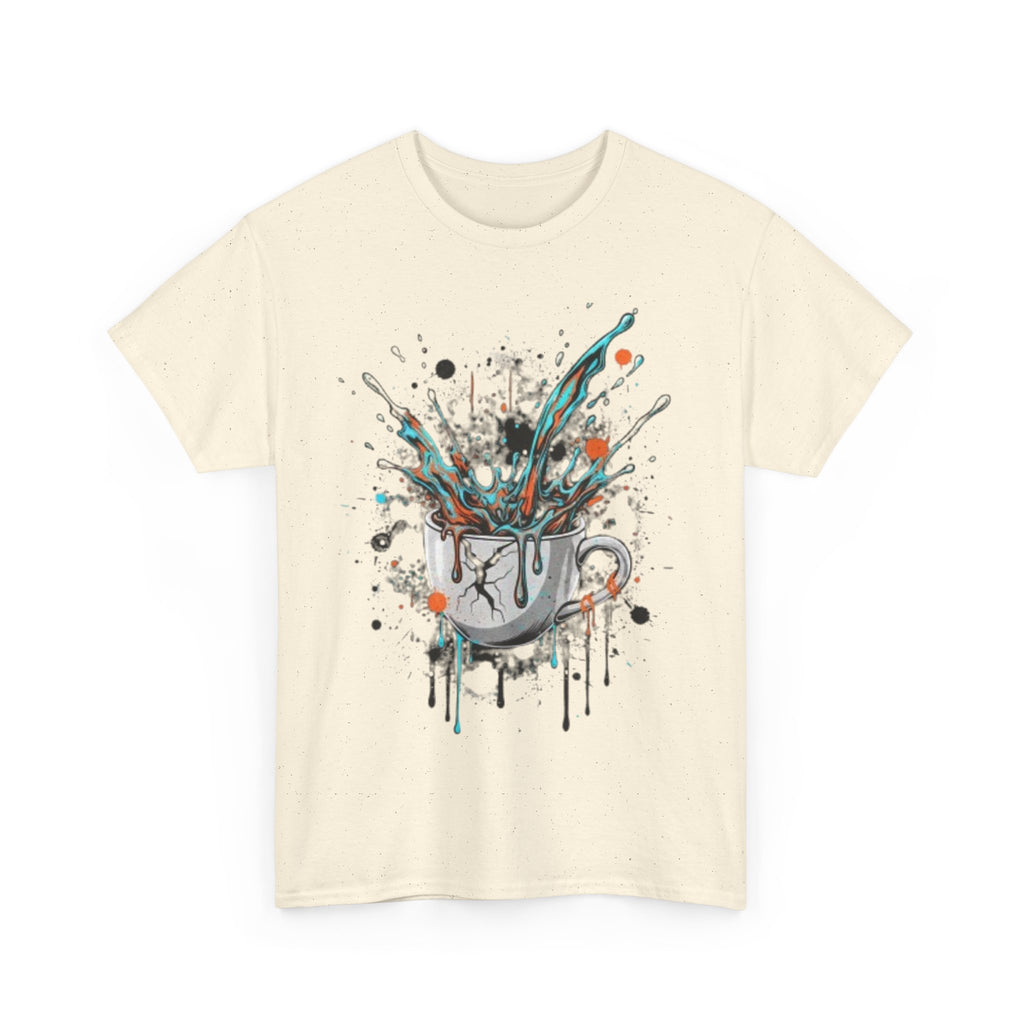 Artistic Splash Coffee Mug Tee — Paint Splatter Coffee Cup Graphic T-Shirt