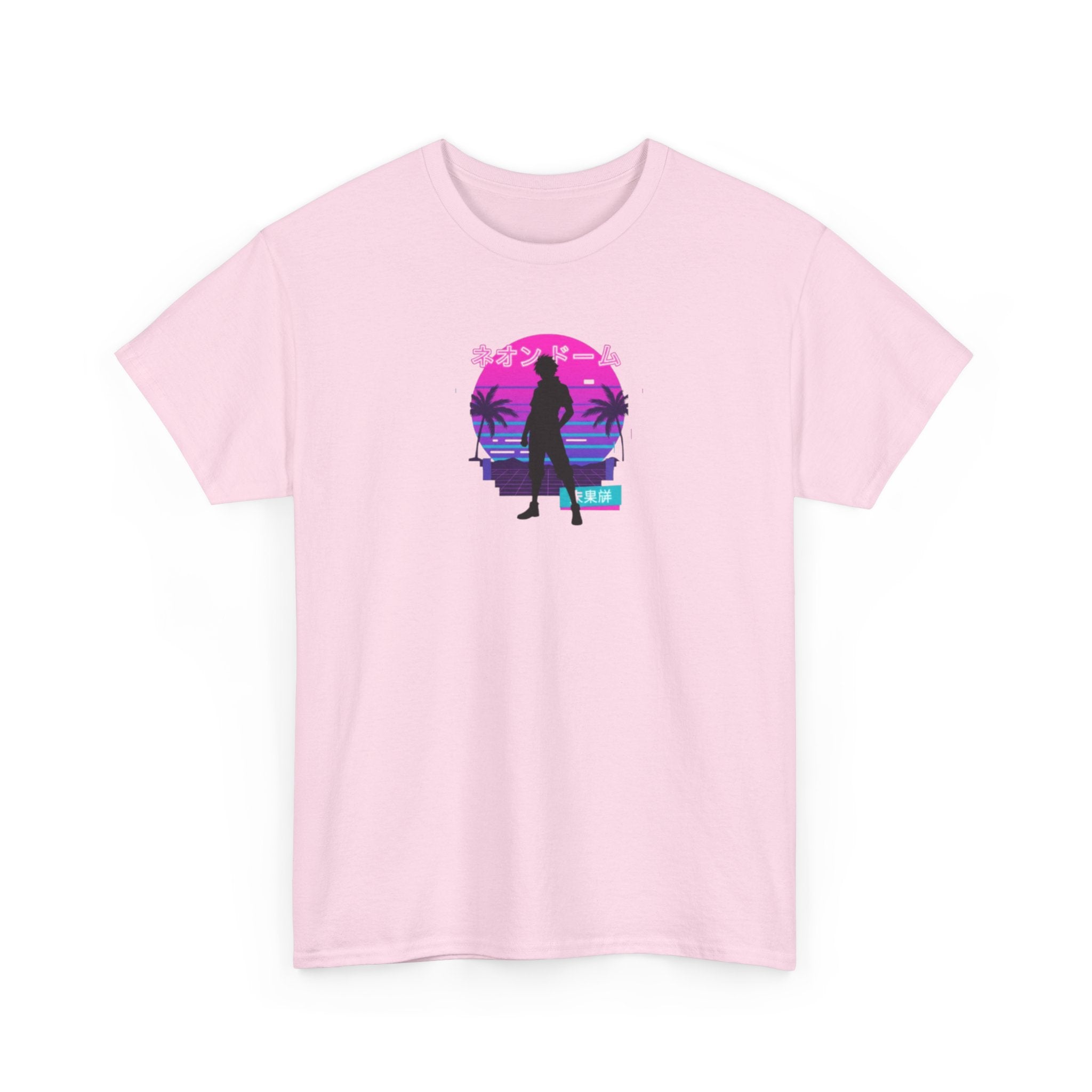 Retro Beach Sunset Tee — Miami Vaporwave Silhouette