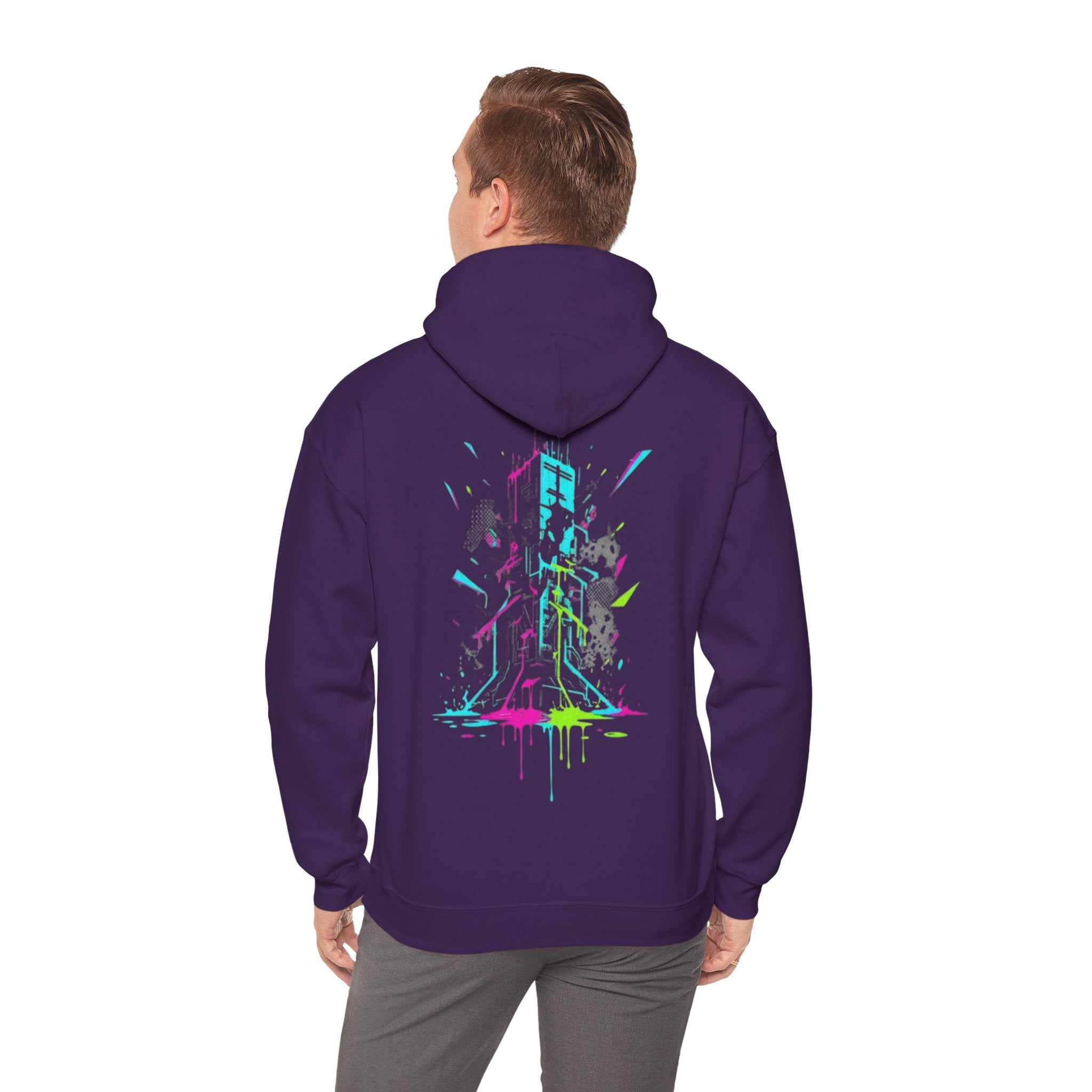 Retro Neon Arcade Hoodie — Pixel Tower Gaming Sweatshirt