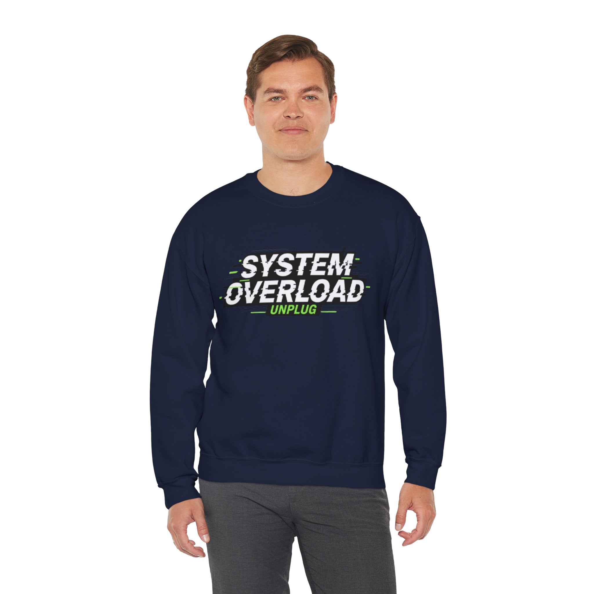 System Overload Crewneck Sweatshirt – "System Overload Unplug" Graphic Pullover